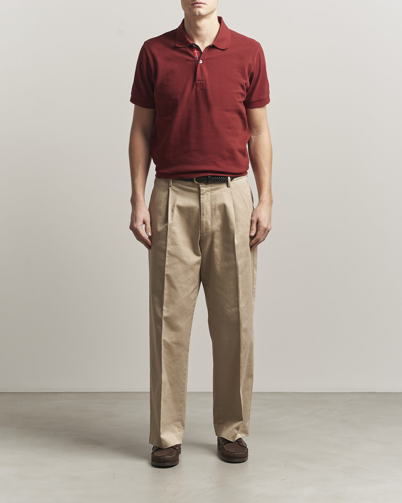 Herren | Poloshirts | Baracuta | Tartan Placket Piquet Polo Oxblood
