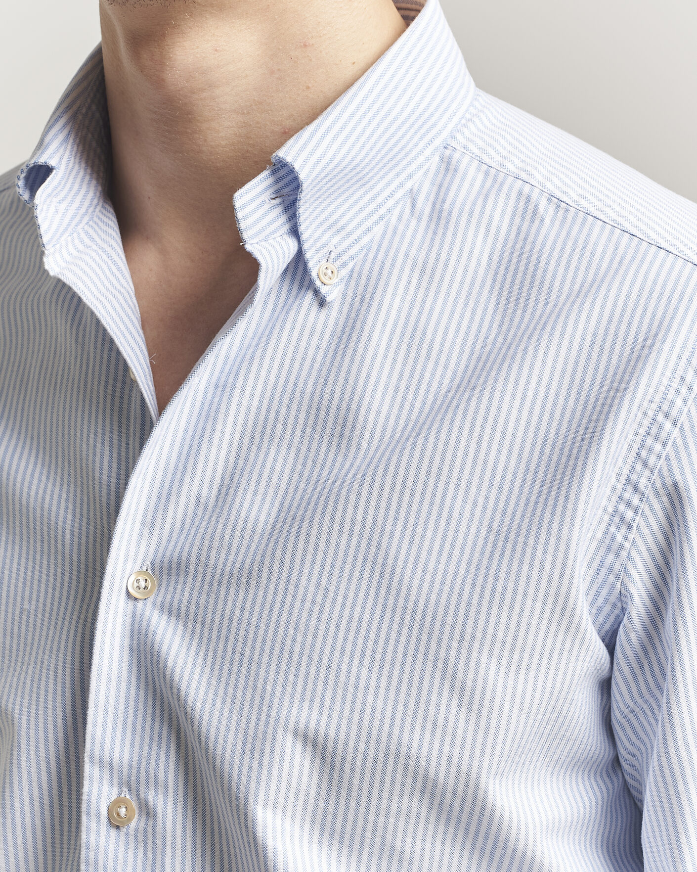 Herren | Hemden | Grigio | Oxford Button Down Shirt Light Blue Stripe