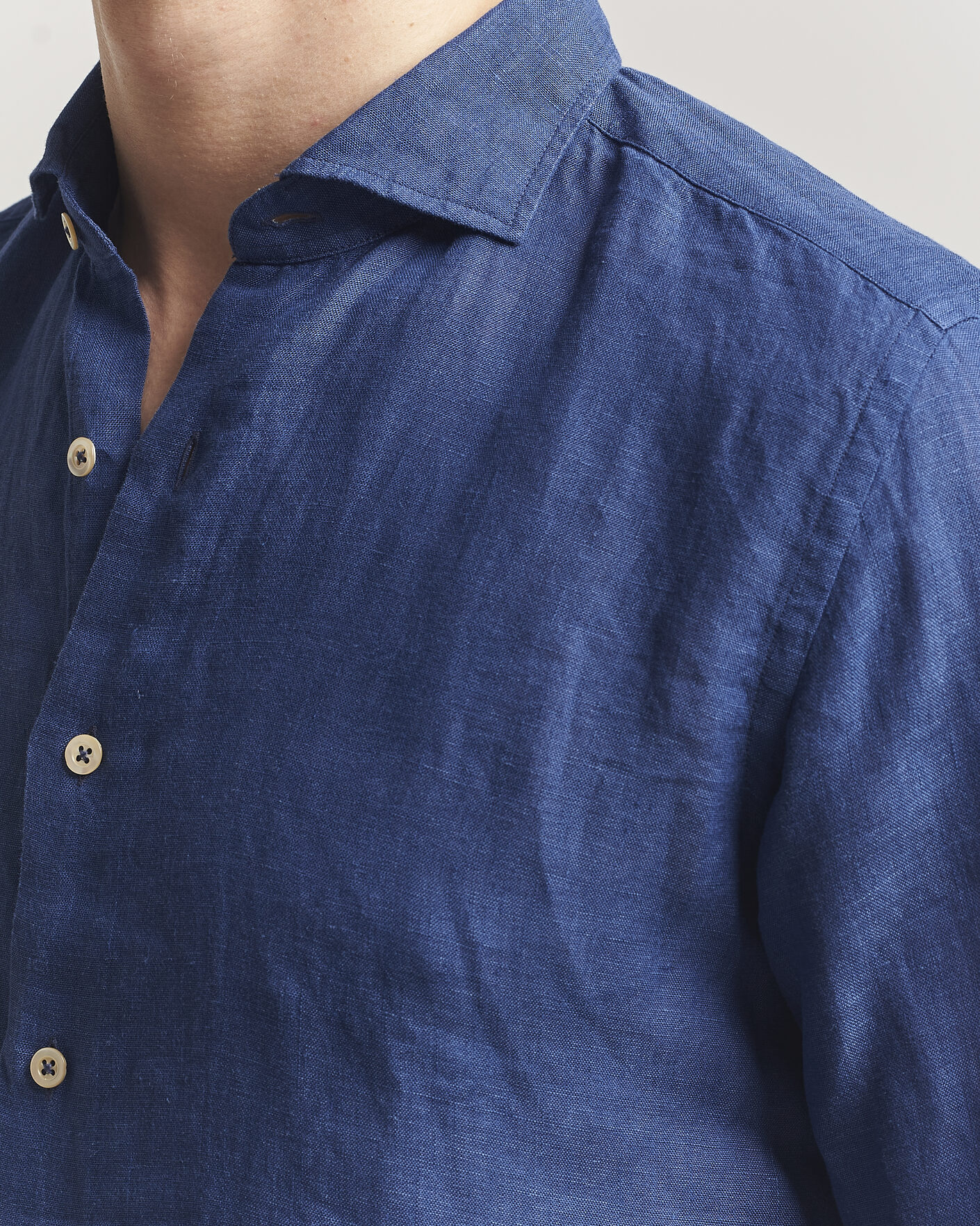 Herren | Hemden | Grigio | Washed Linen Shirt Navy