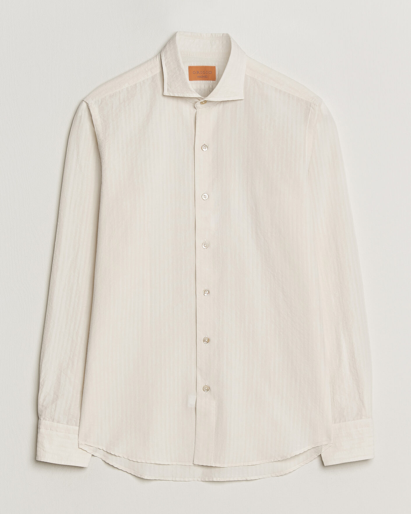Herren | Hemden | Grigio | Cotton/Linen Seersucker Shirt Off White