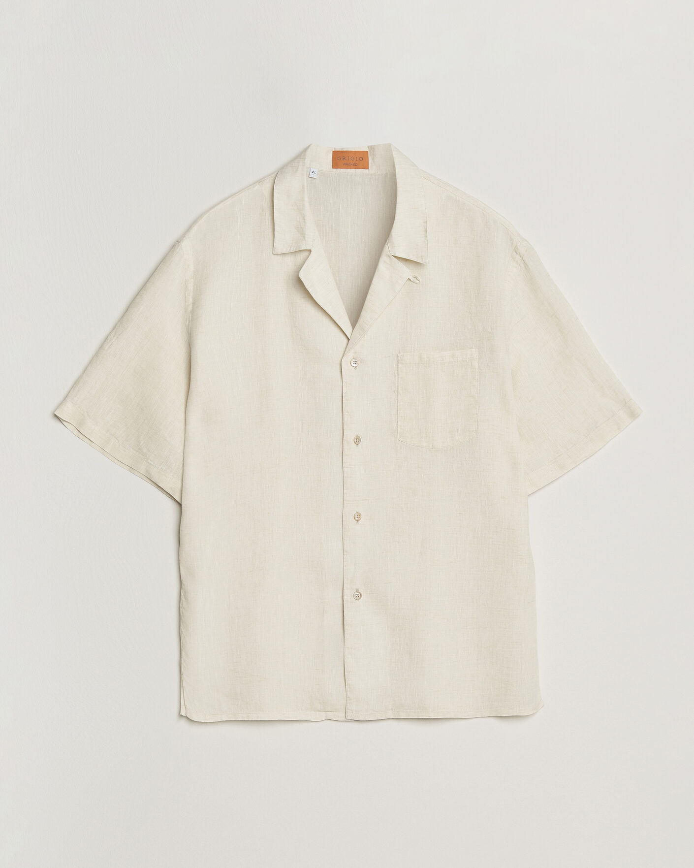 Herren | Hemden | Grigio | Linen Camp Collar Shirt White
