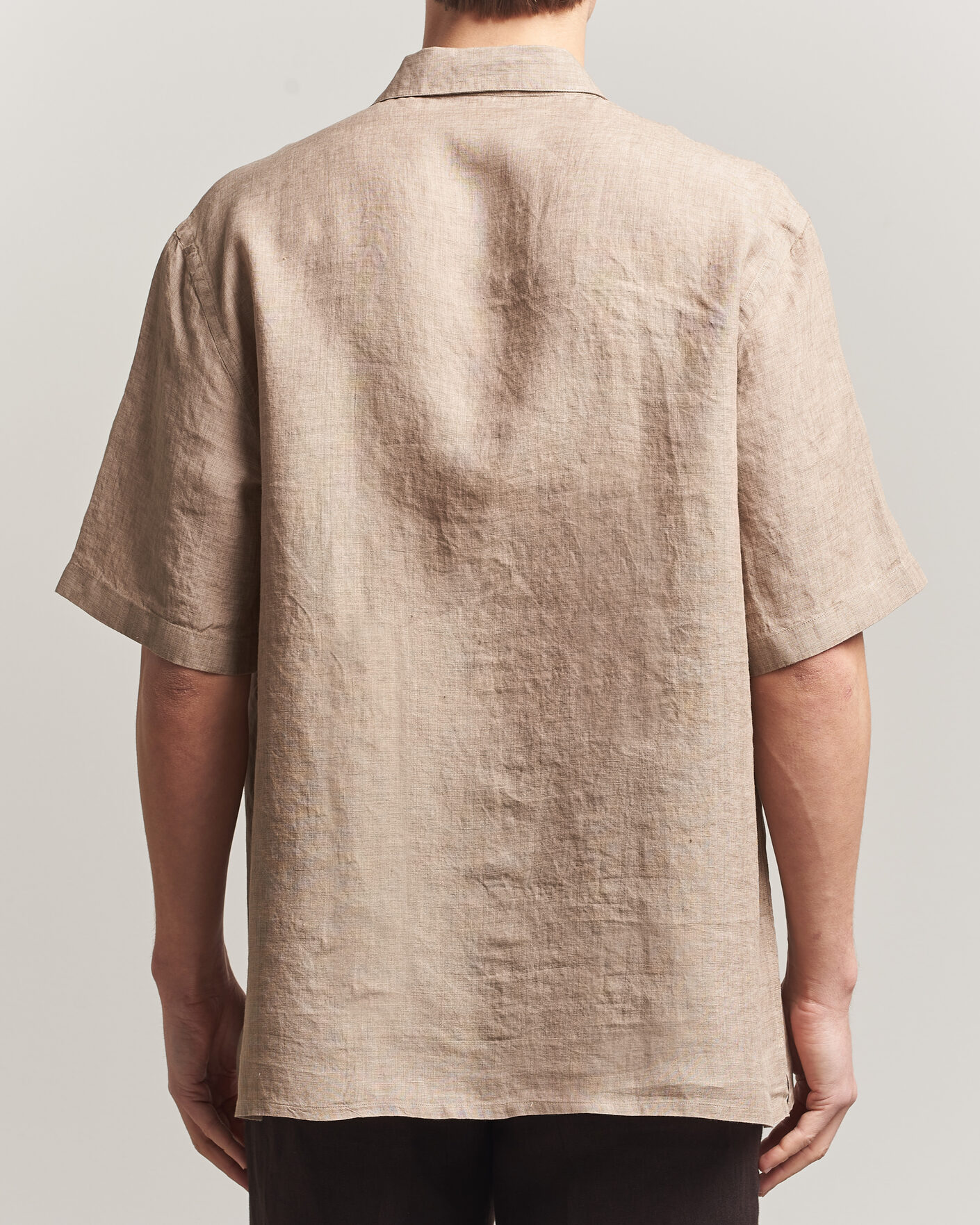 Herren | Hemden | Grigio | Linen Camp Collar Shirt Brown