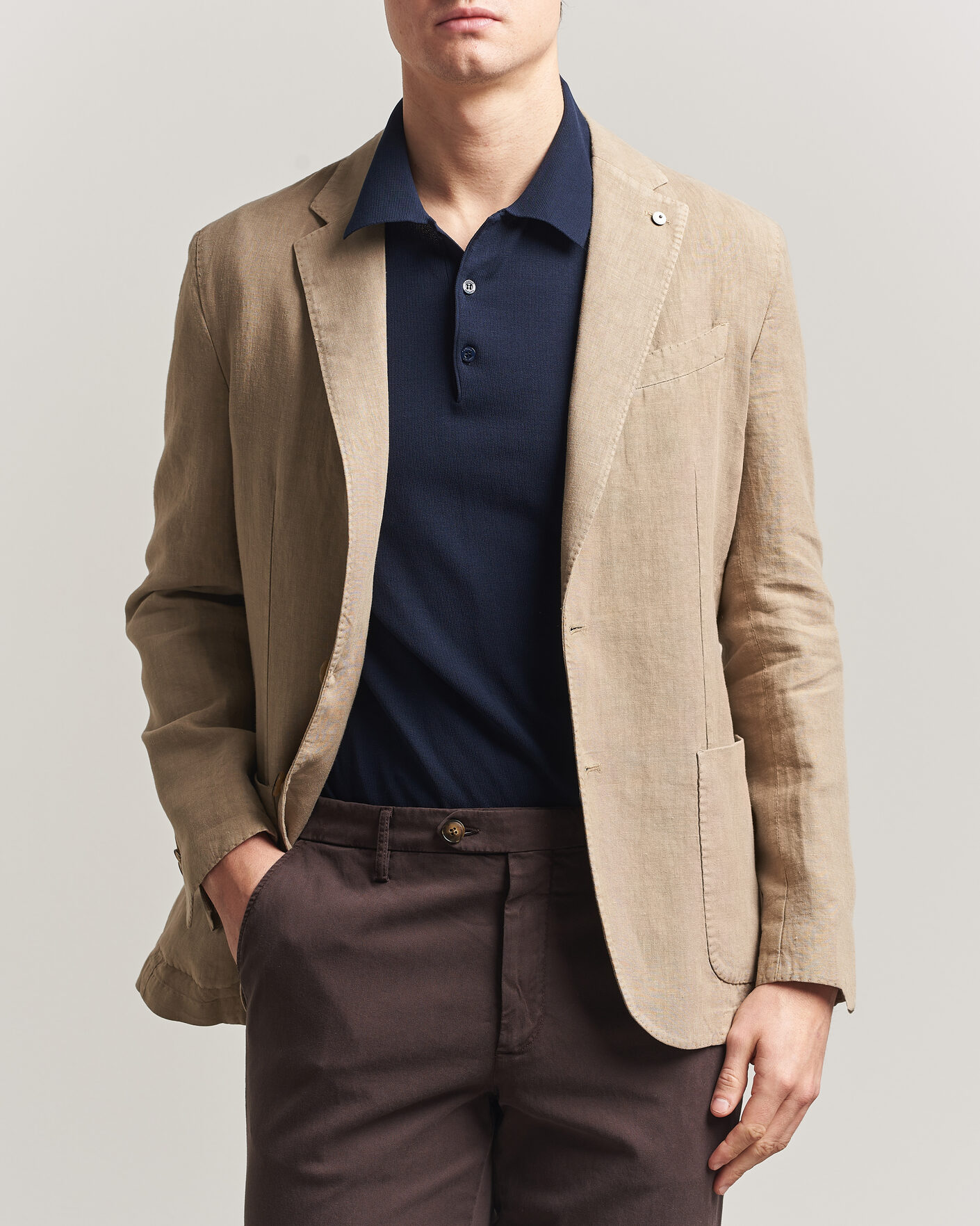 Herren | Sakkos | L.B.M. 1911 | Jack Regular Fit Linen Blazer Taupe