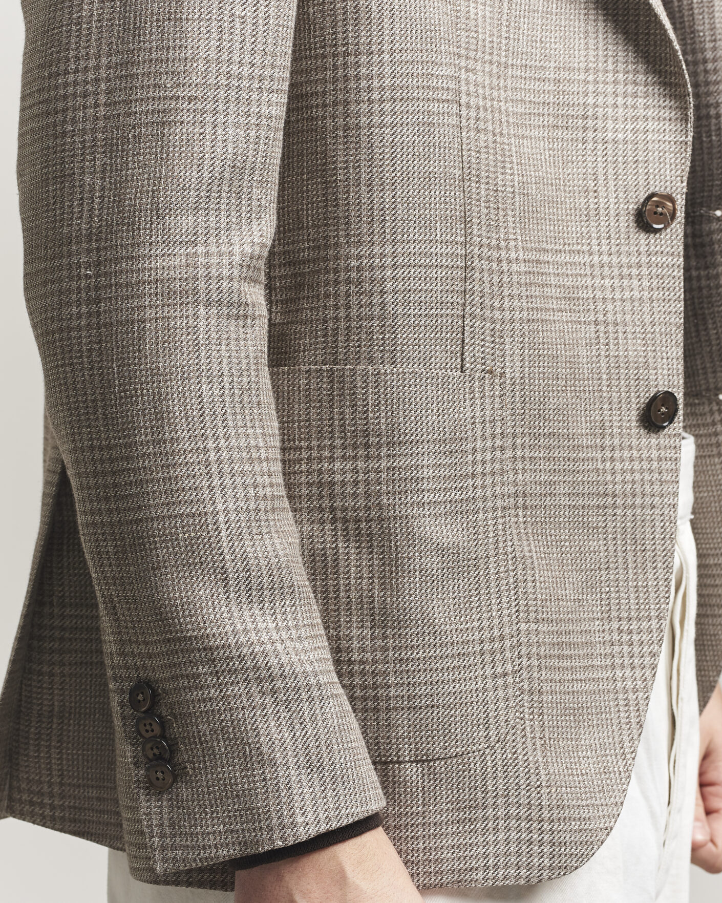 Herren | Sakkos | L.B.M. 1911 | Jack Regular Fit Linen/Wool Checked Blazer Taupe