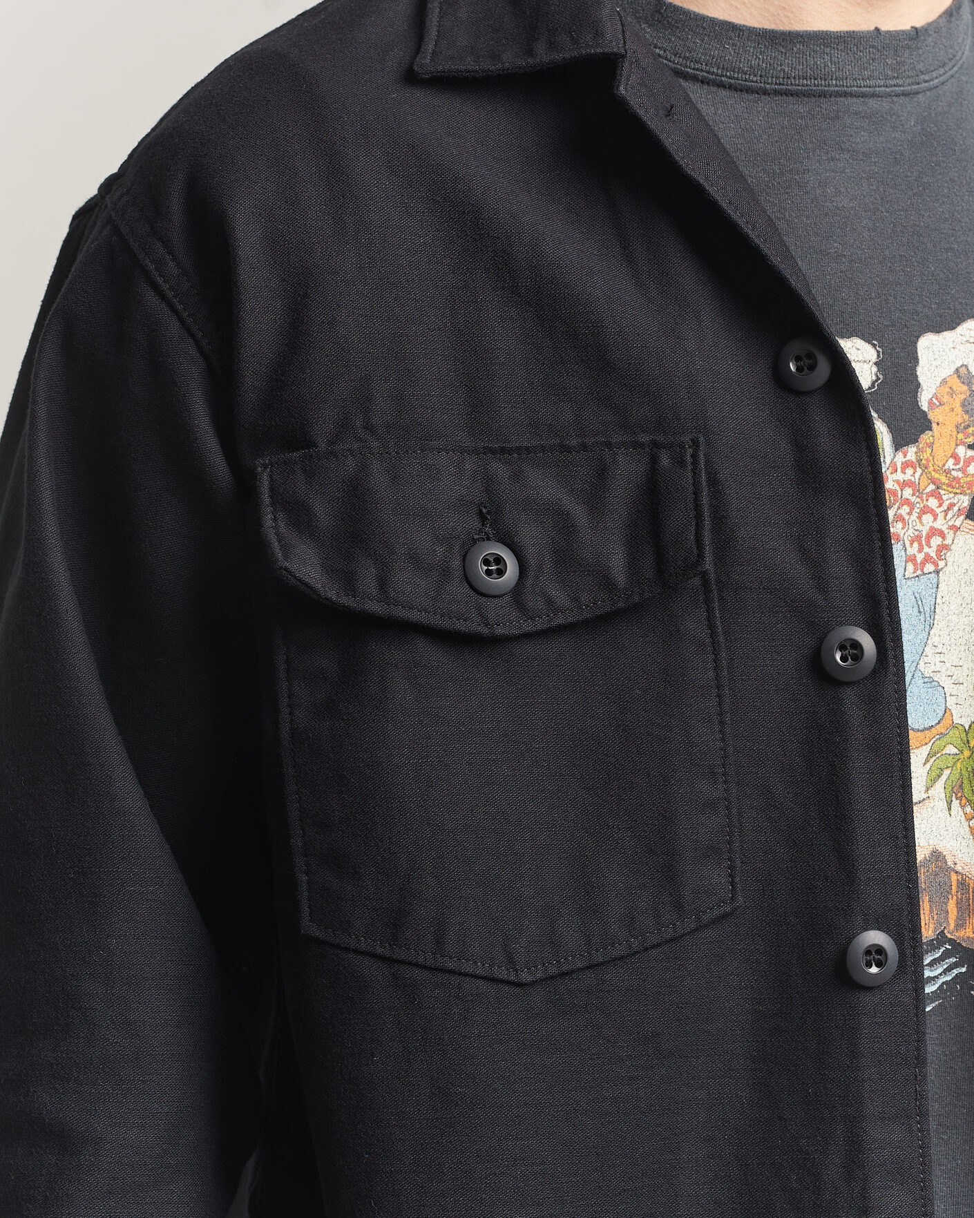 Herren | Hemden | orSlow | Cotton Sateen US Army Overshirt Black