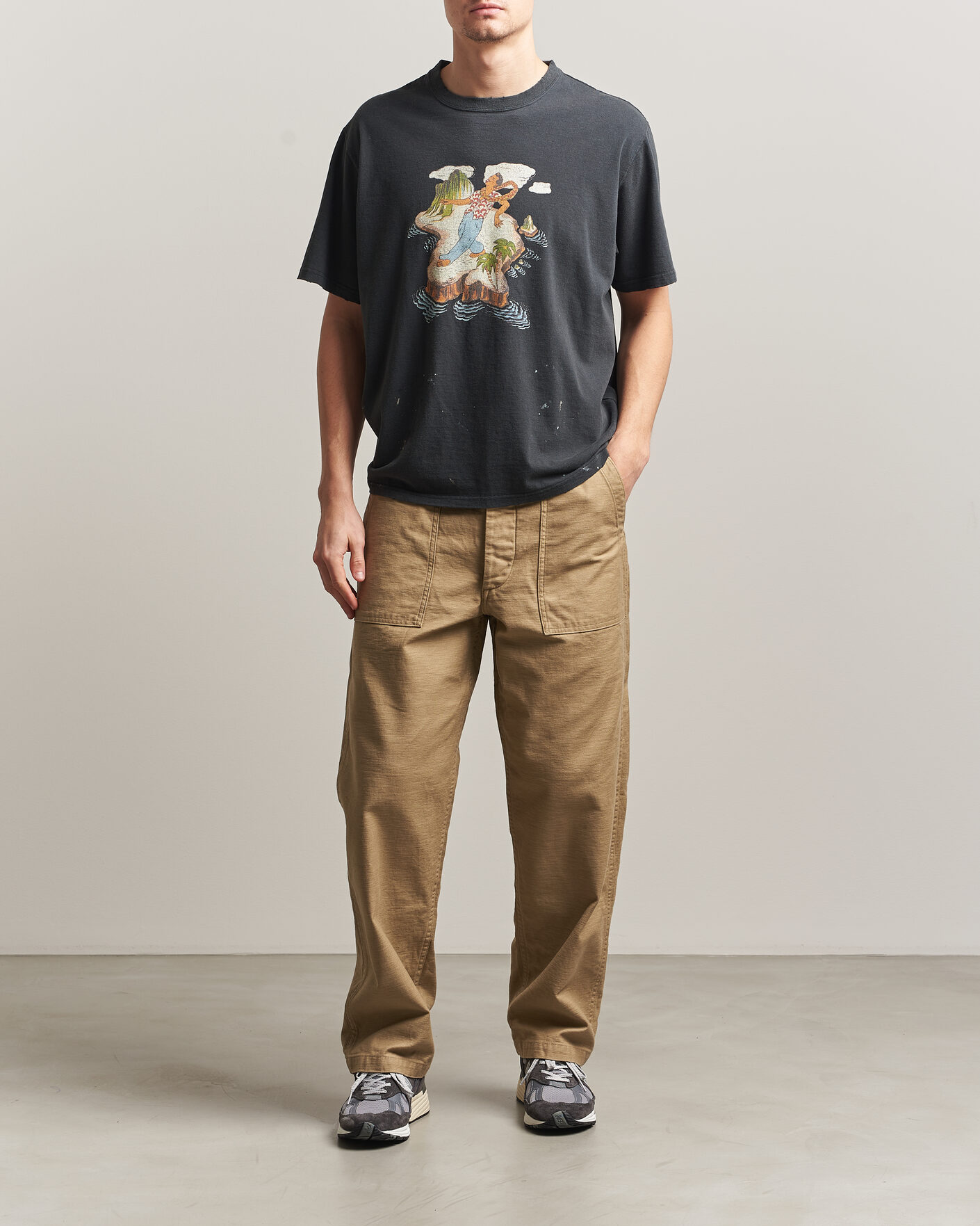 Herren | T-Shirts | orSlow | Vintage Hawaiian Print T-Shirt Black