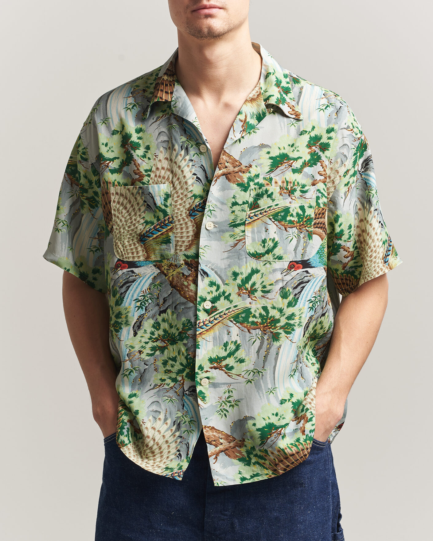 Herren | Hemden | orSlow | Peacock Garden Hawaiian Shirt Green