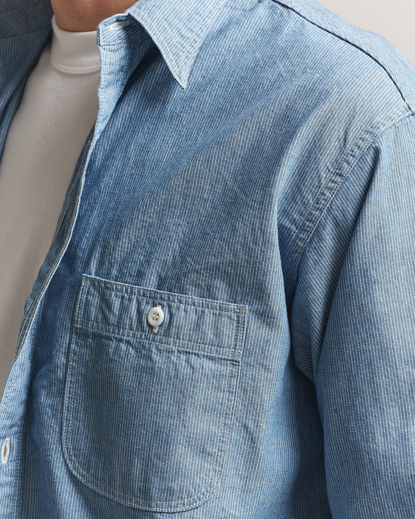 Herren | Hemden | orSlow | Relax Fit Chambray Work Shirt Hickory Stirpe