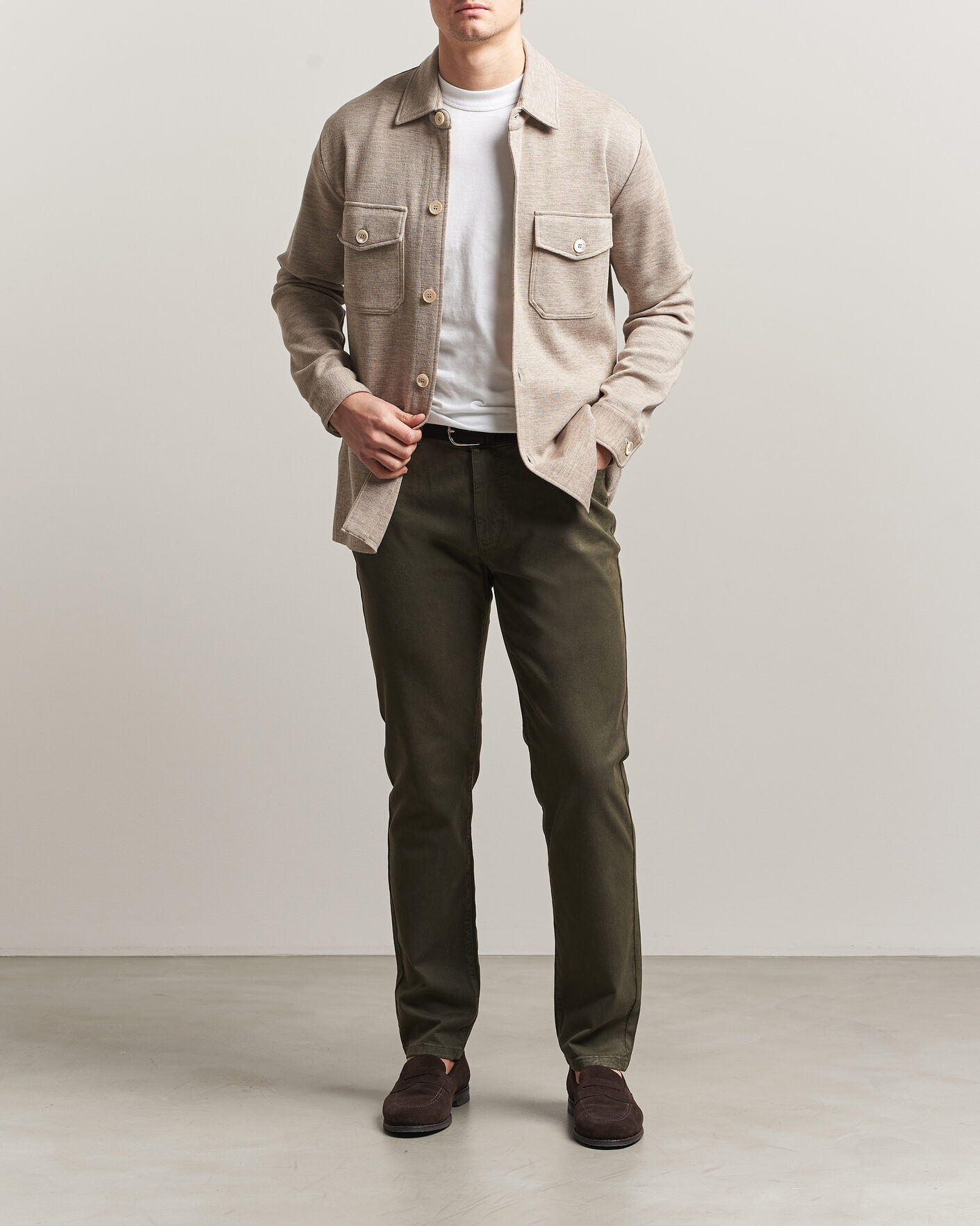 Herren | Hosen | Oscar Jacobson | Slim Fit 5-Pocket Chino  Olive