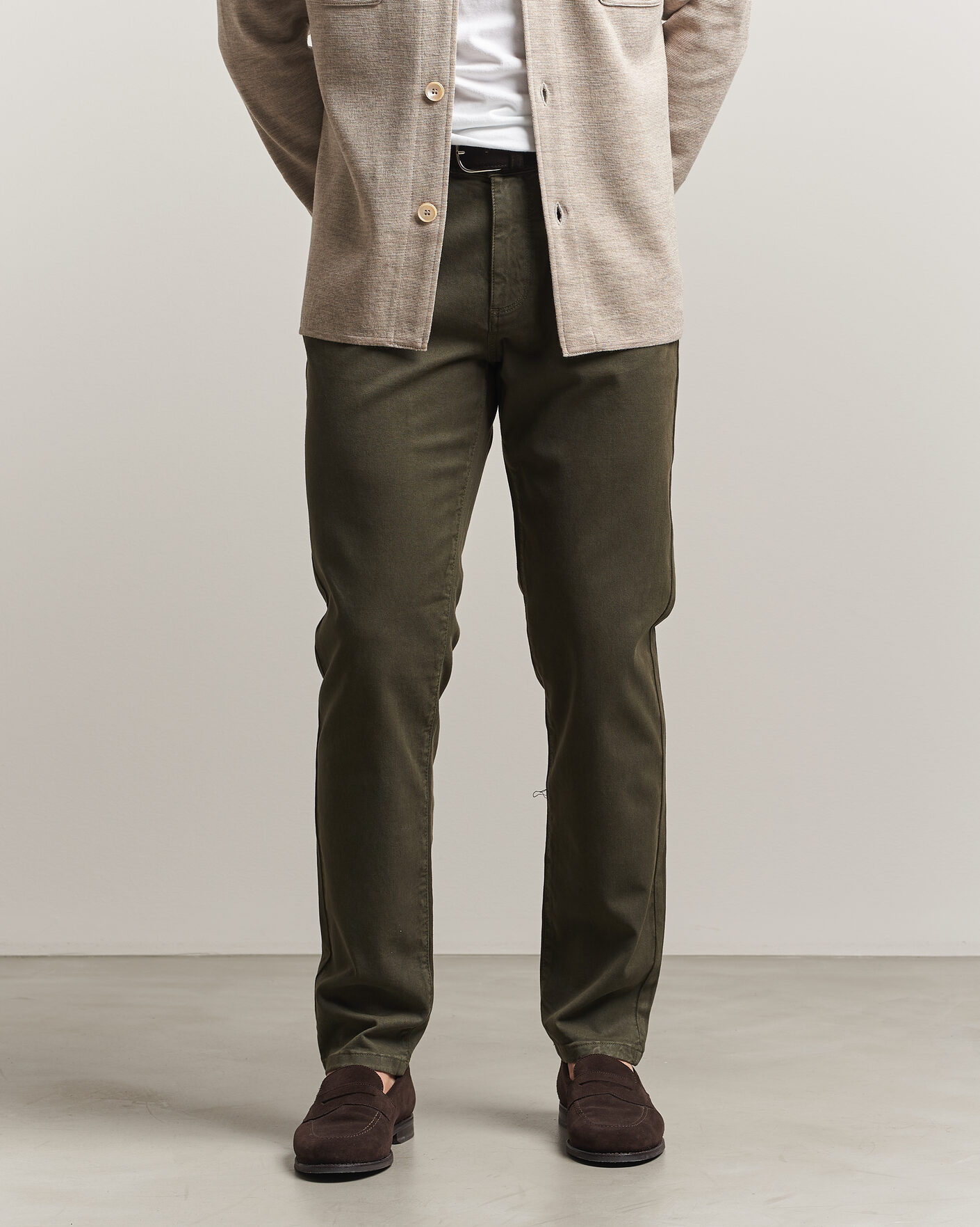 Herren | Hosen | Oscar Jacobson | Slim Fit 5-Pocket Chino  Olive