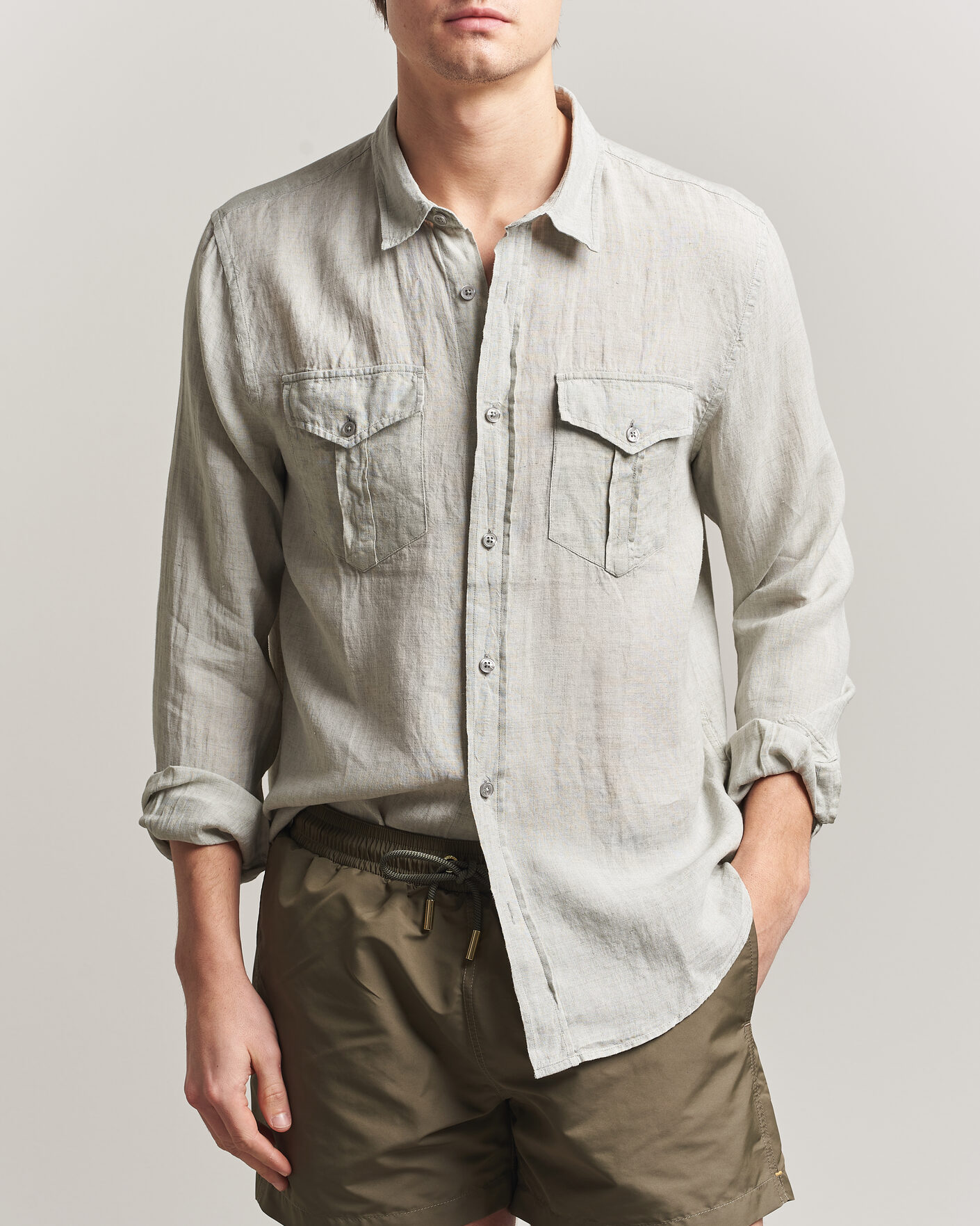 Herren | Hemden | Orlebar Brown | Coleburn Linen Shirt Cliff Grey