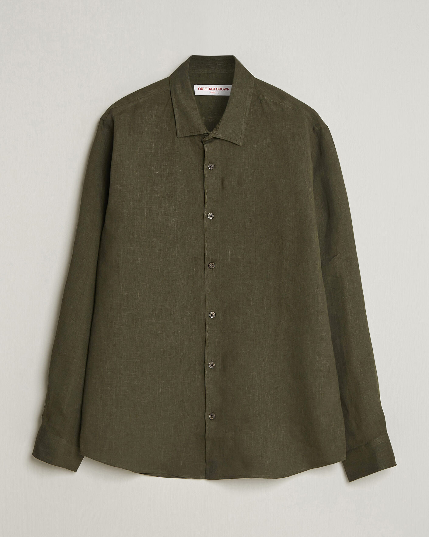 Herren | Hemden | Orlebar Brown | Giles Linen Stiched Shirt Bayleaf Green