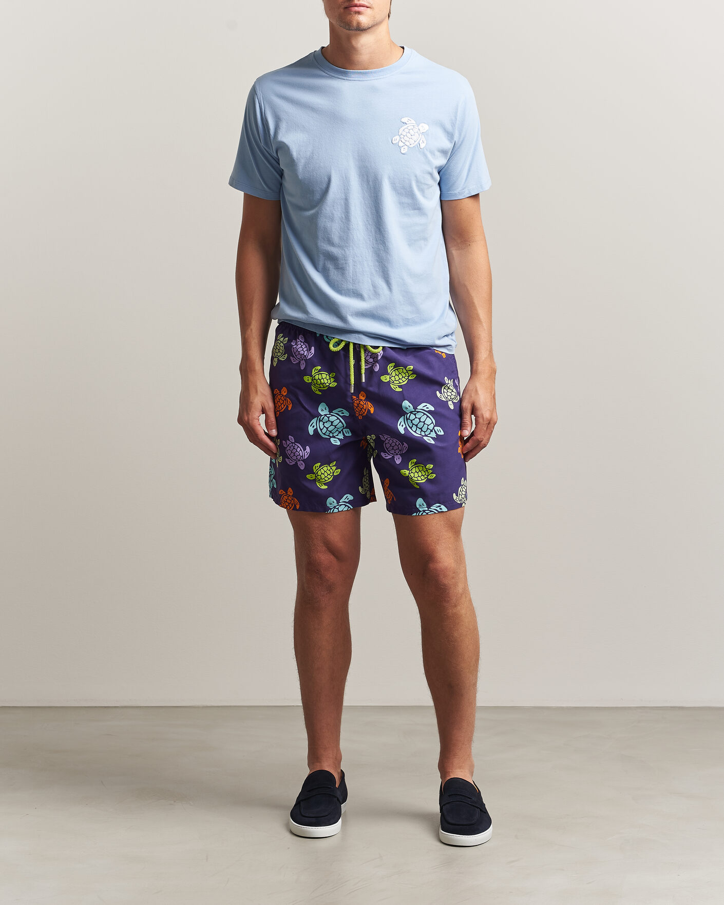 Herren | T-Shirts | Vilebrequin | Printed Crew Neck T-Shirt Cloudy Blue