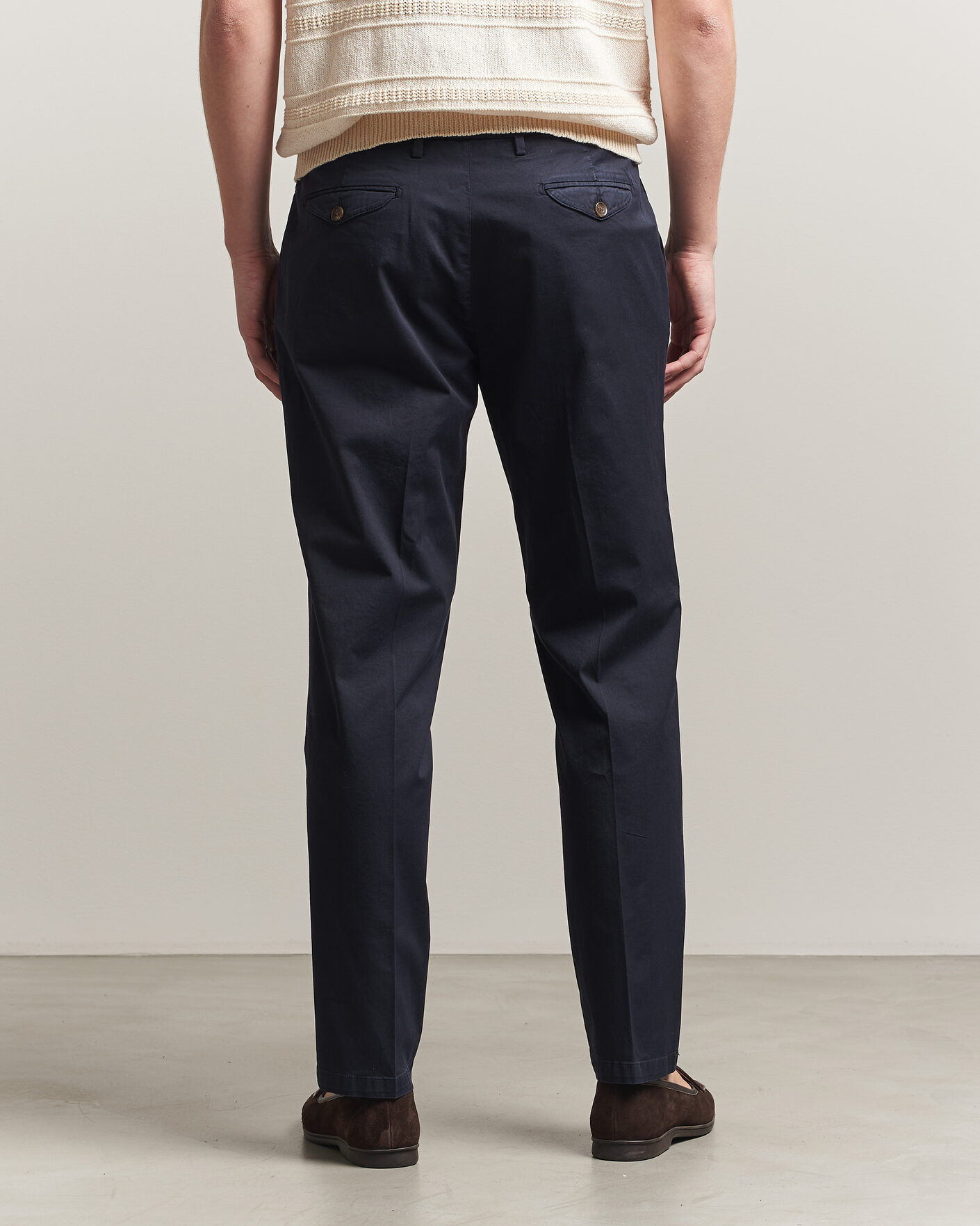 Herren | Hosen | Briglia 1949 | Easy Fit Pleated Cotton Stretch Chino Navy