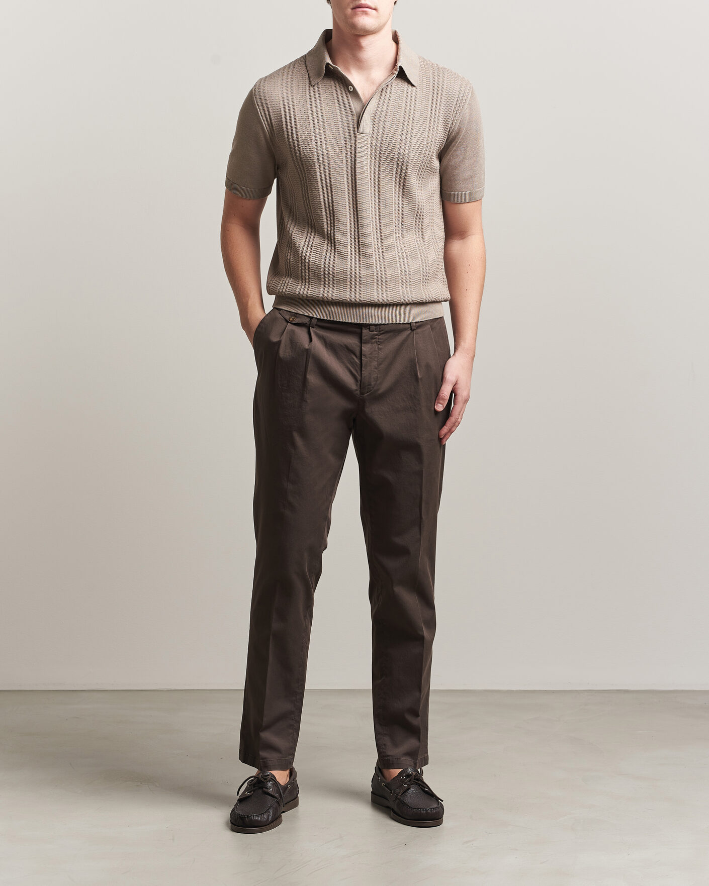 Herren | Hosen | Briglia 1949 | Easy Fit Pleated Cotton Stretch Chino Brown