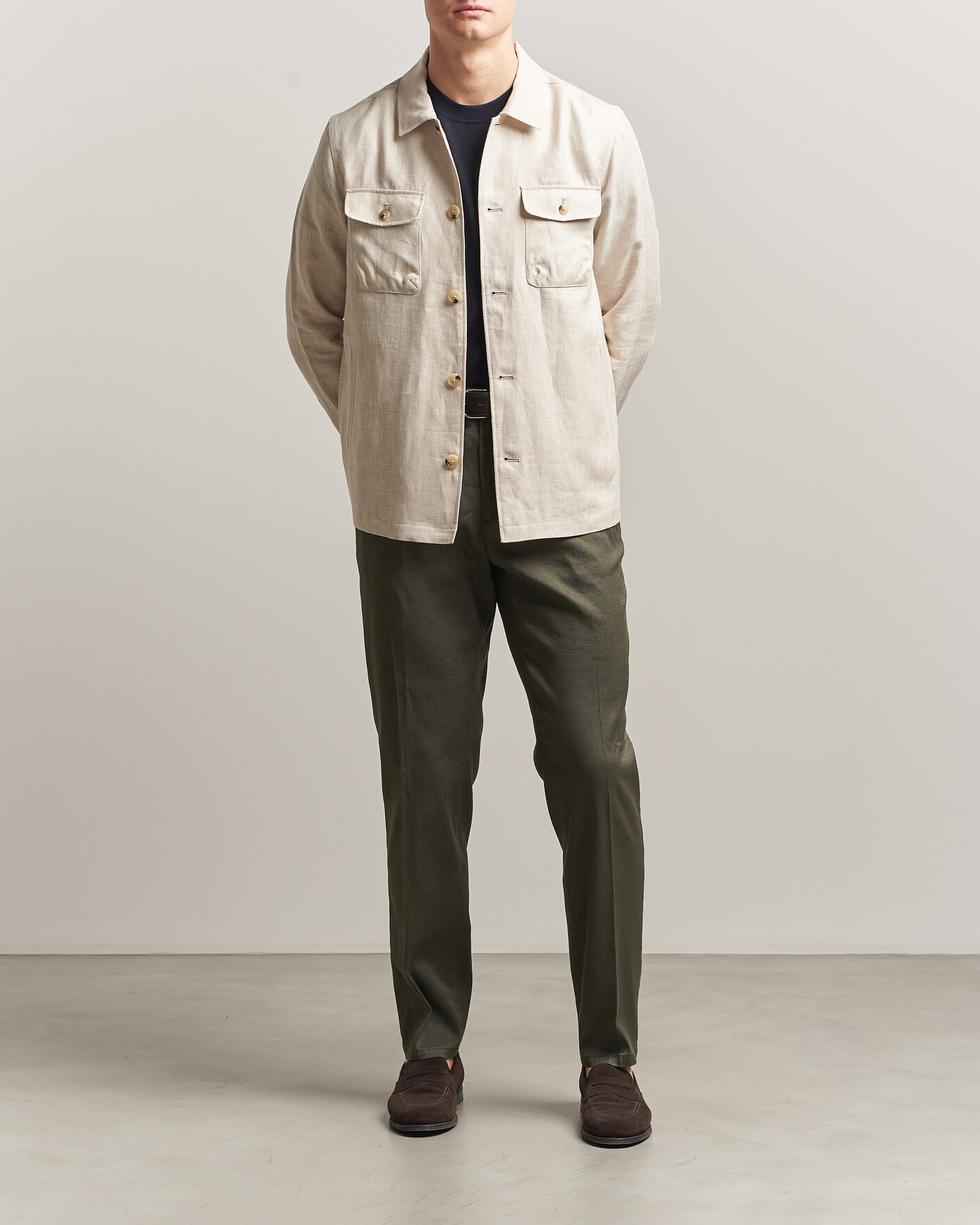 Herren | Hosen | Briglia 1949 | Pleated Linen Trousers Olive
