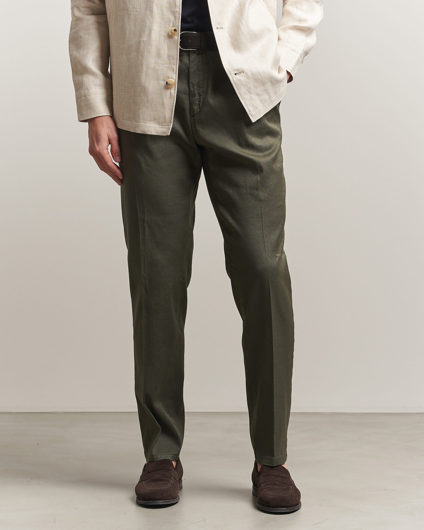 Herren | Hosen | Briglia 1949 | Pleated Linen Trousers Olive
