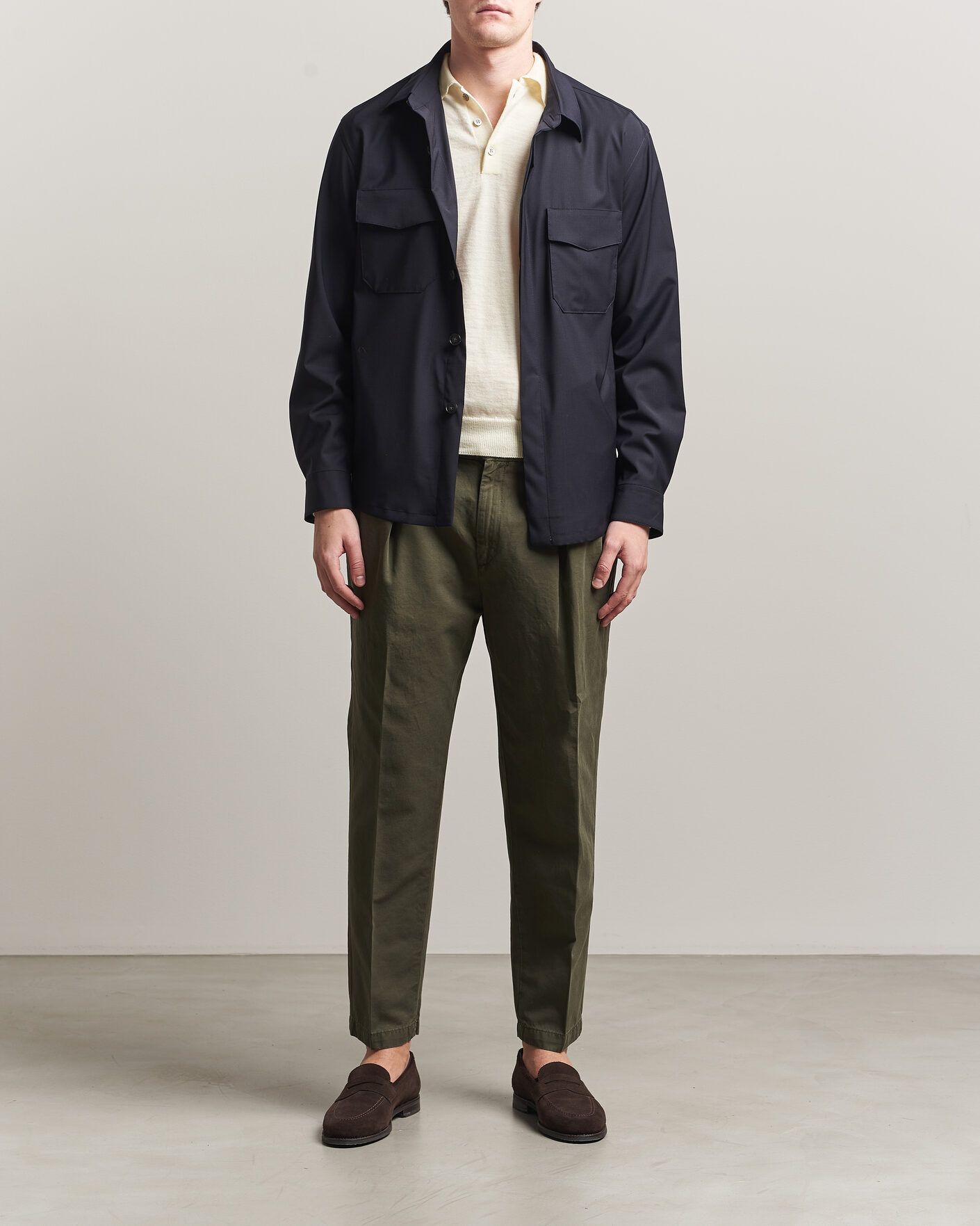 Herren | Hosen | Briglia 1949 | Portobello Loose Fit Cotton/Linen Trousers Olive