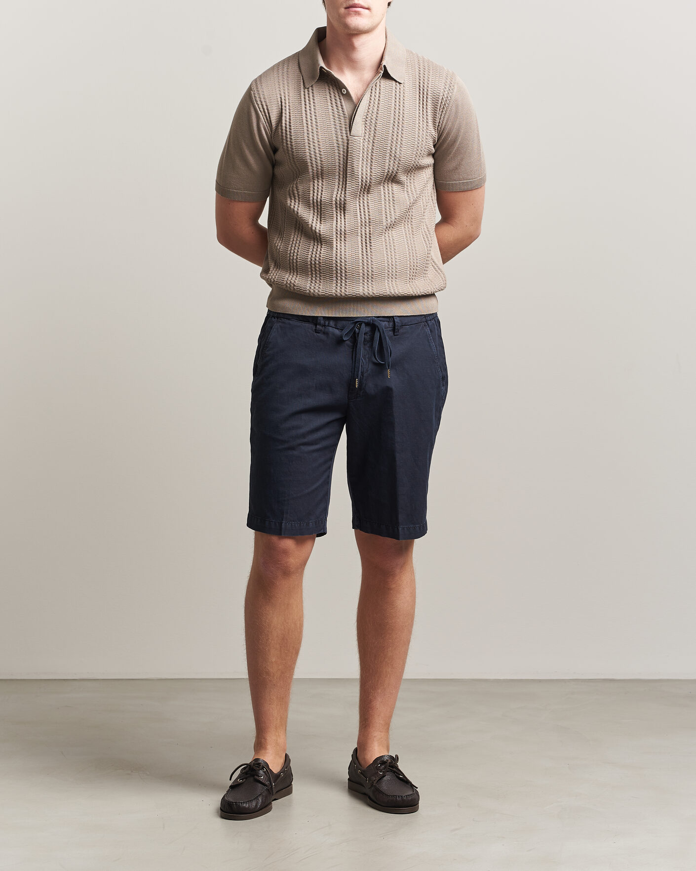 Herren | Shorts | Briglia 1949 | Cotton/Linen Drawstring Shorts Navy