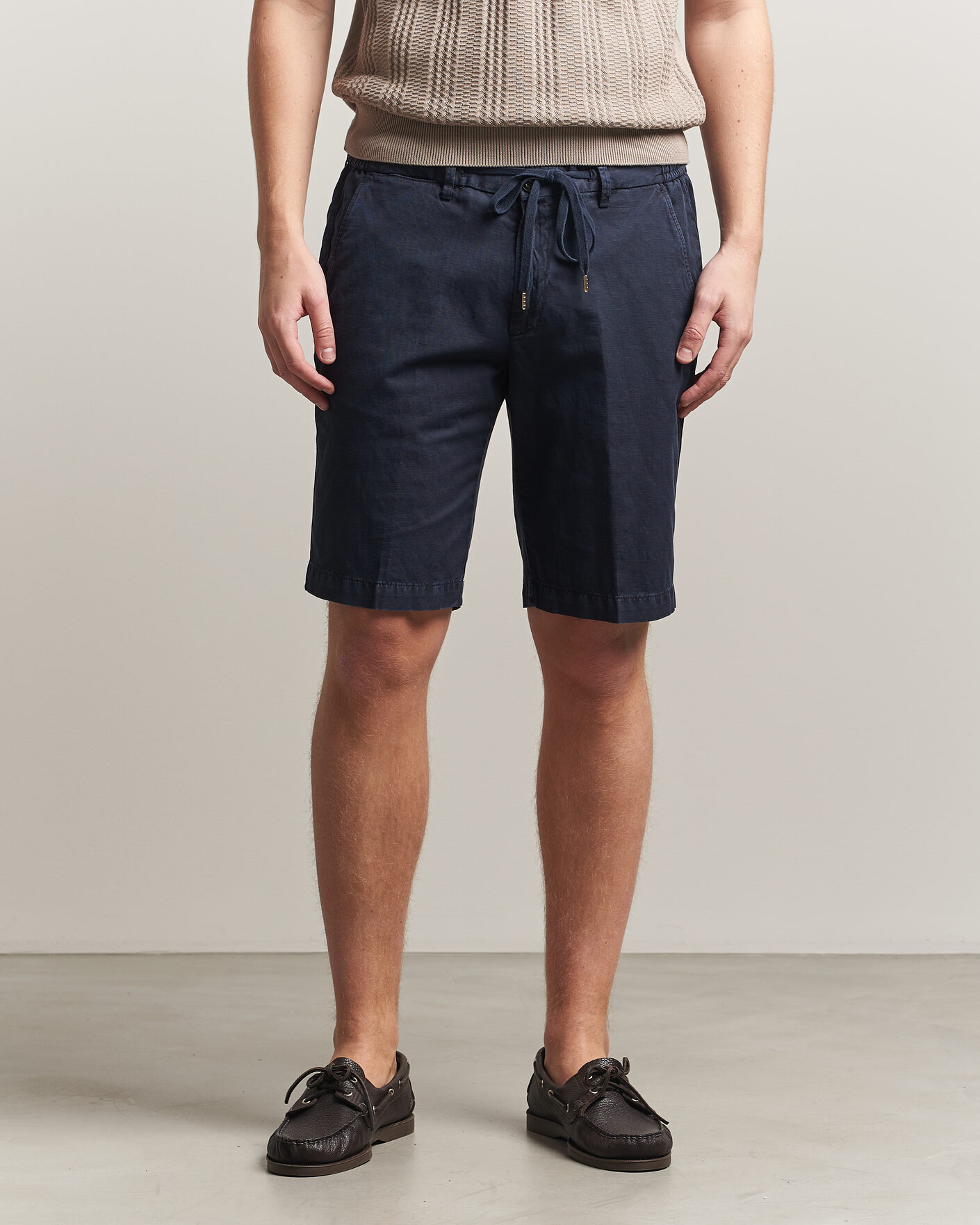 Herren | Shorts | Briglia 1949 | Cotton/Linen Drawstring Shorts Navy