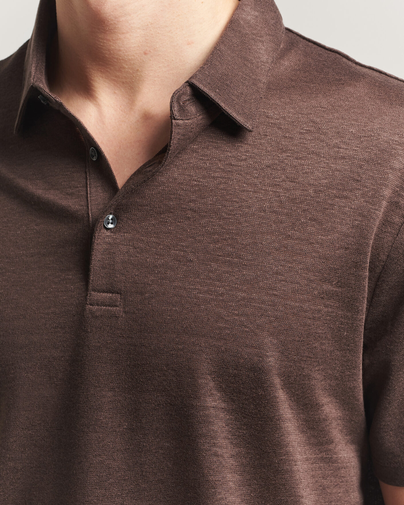 Herren | Poloshirts | Charles Tyrwhitt | Short Sleeve Linen Polo Chocolate Brown
