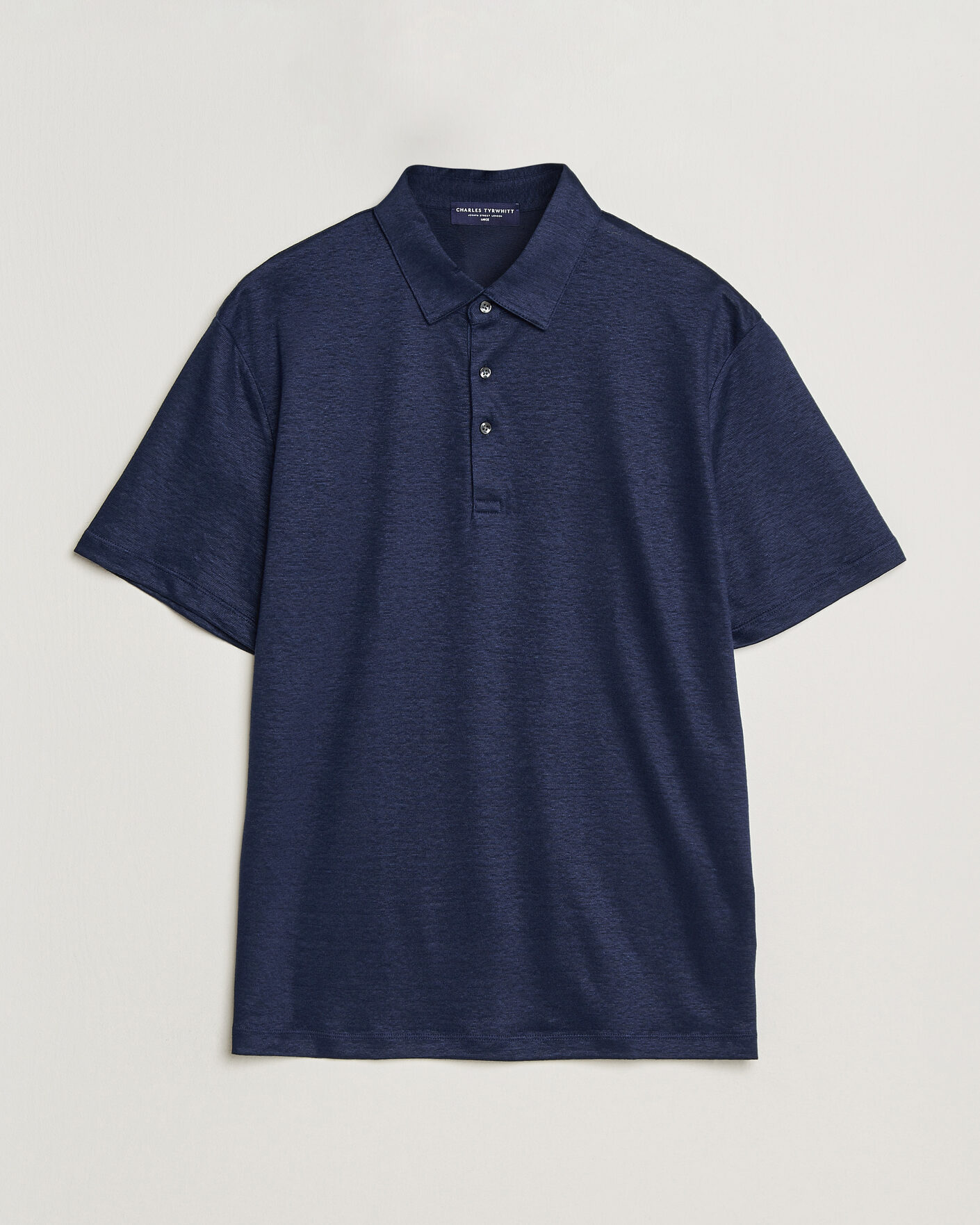 Herren | Poloshirts | Charles Tyrwhitt | Short Sleeve Linen Polo Navy
