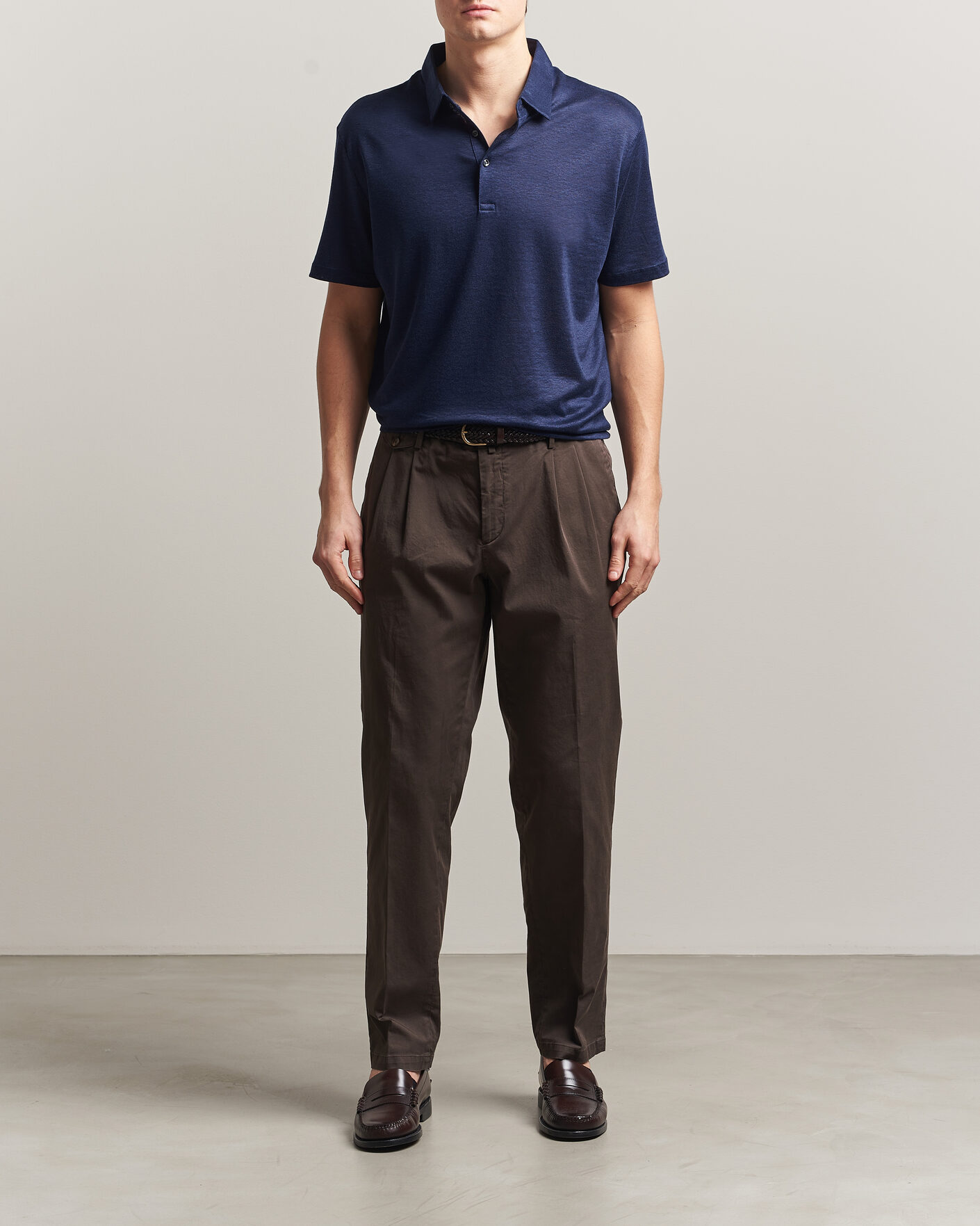 Herren | Poloshirts | Charles Tyrwhitt | Short Sleeve Linen Polo Navy