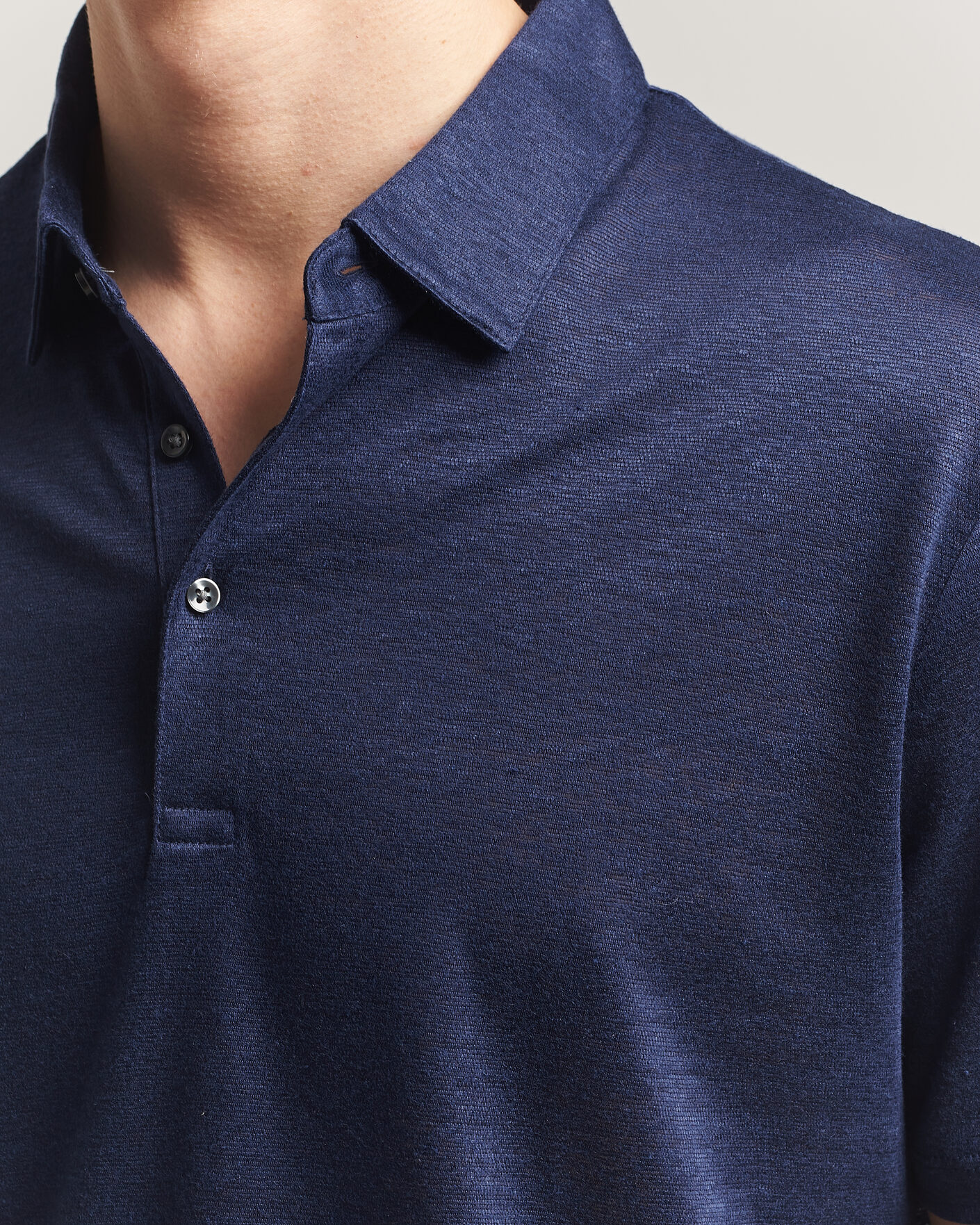 Herren | Poloshirts | Charles Tyrwhitt | Short Sleeve Linen Polo Navy