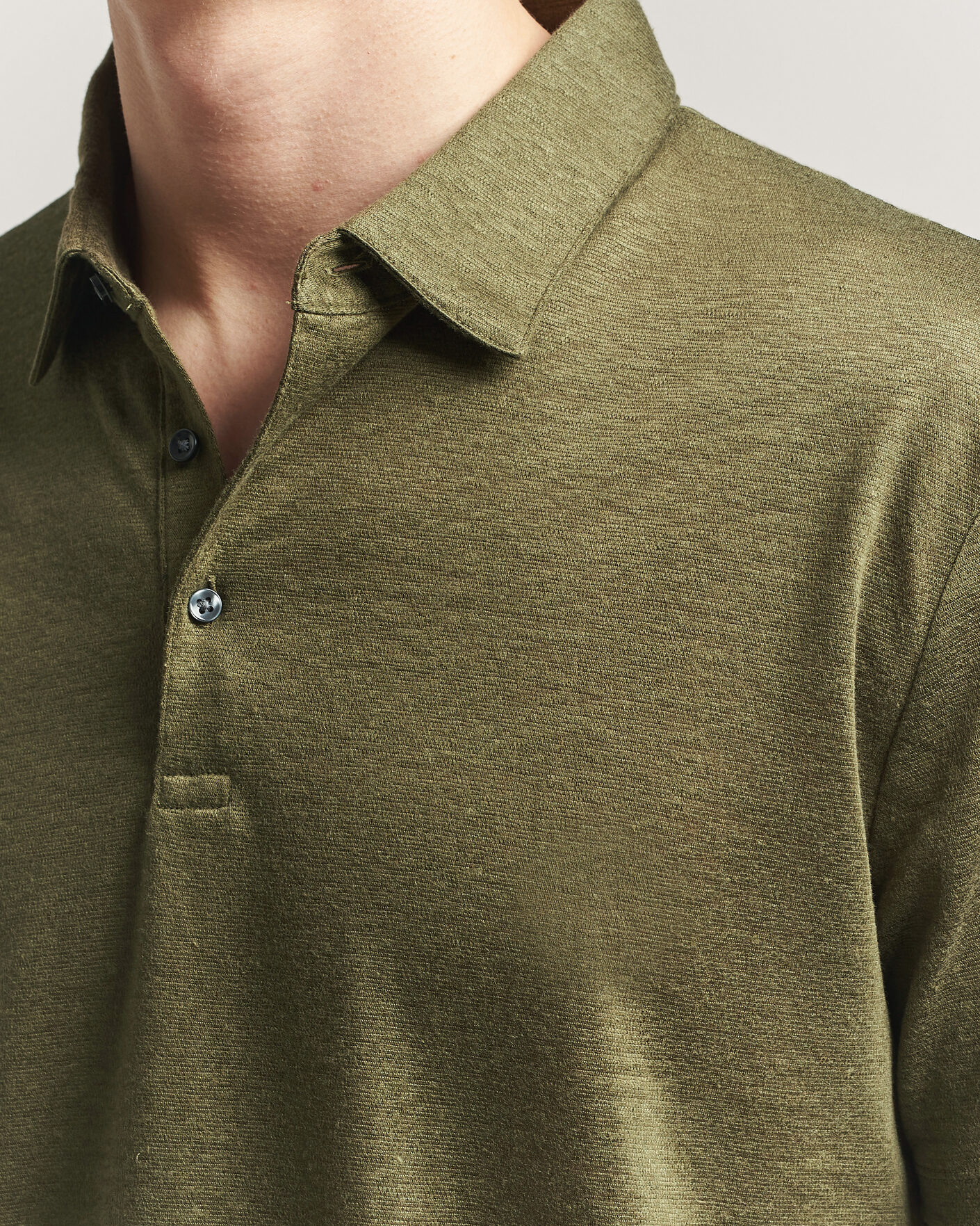 Herren | Poloshirts | Charles Tyrwhitt | Short Sleeve Linen Polo Olive