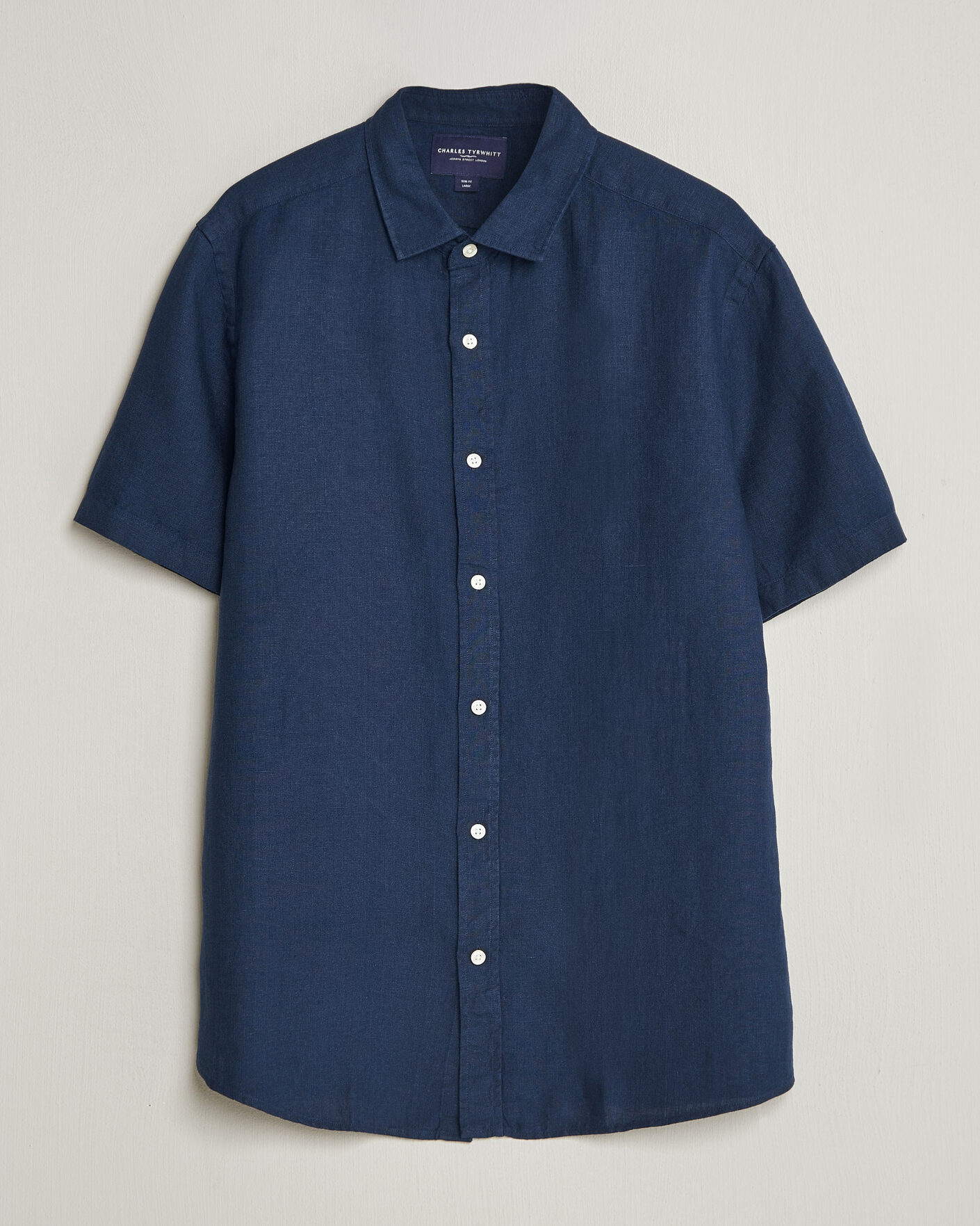 Herren | Hemden | Charles Tyrwhitt | Pure Linen Short Sleeve Slim Fit Shirt Navy
