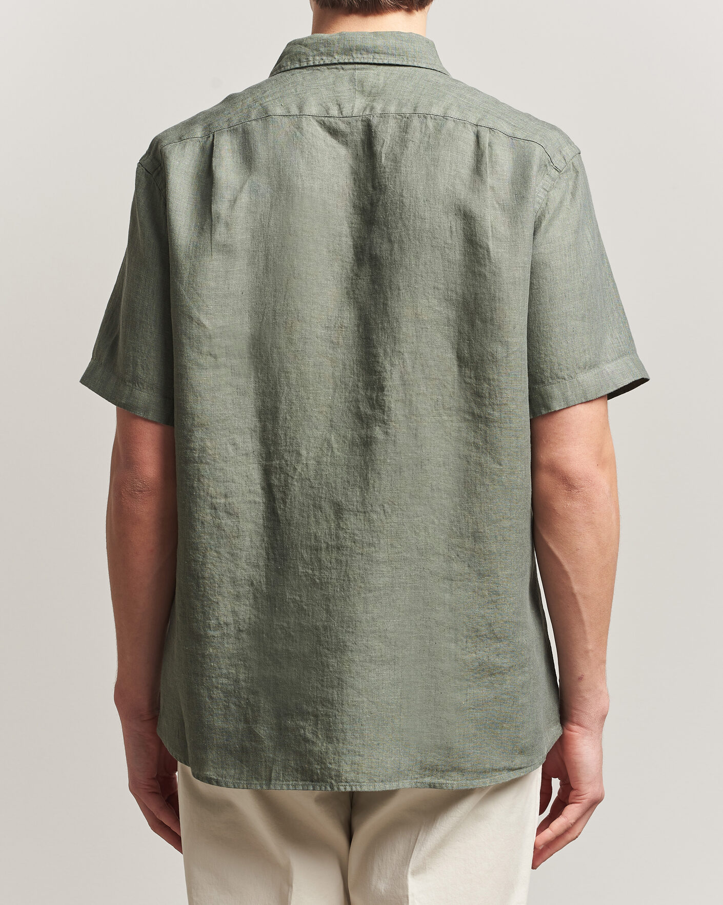 Herren | Hemden | Charles Tyrwhitt | Pure Linen Short Sleeve Slim Fit Shirt Olive