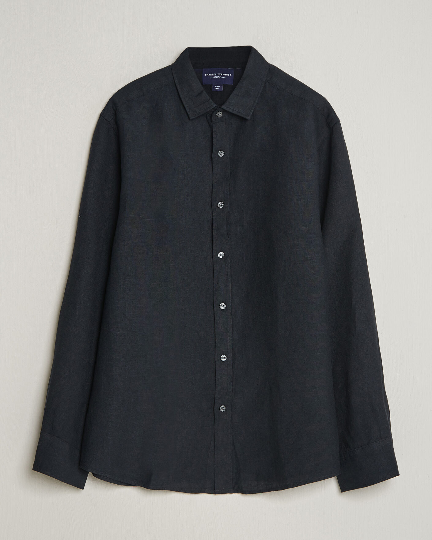 Herren | Hemden | Charles Tyrwhitt | Pure Linen Slim Fit Shirt Black