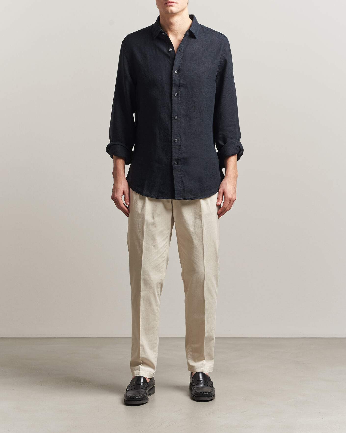 Herren | Hemden | Charles Tyrwhitt | Pure Linen Slim Fit Shirt Black