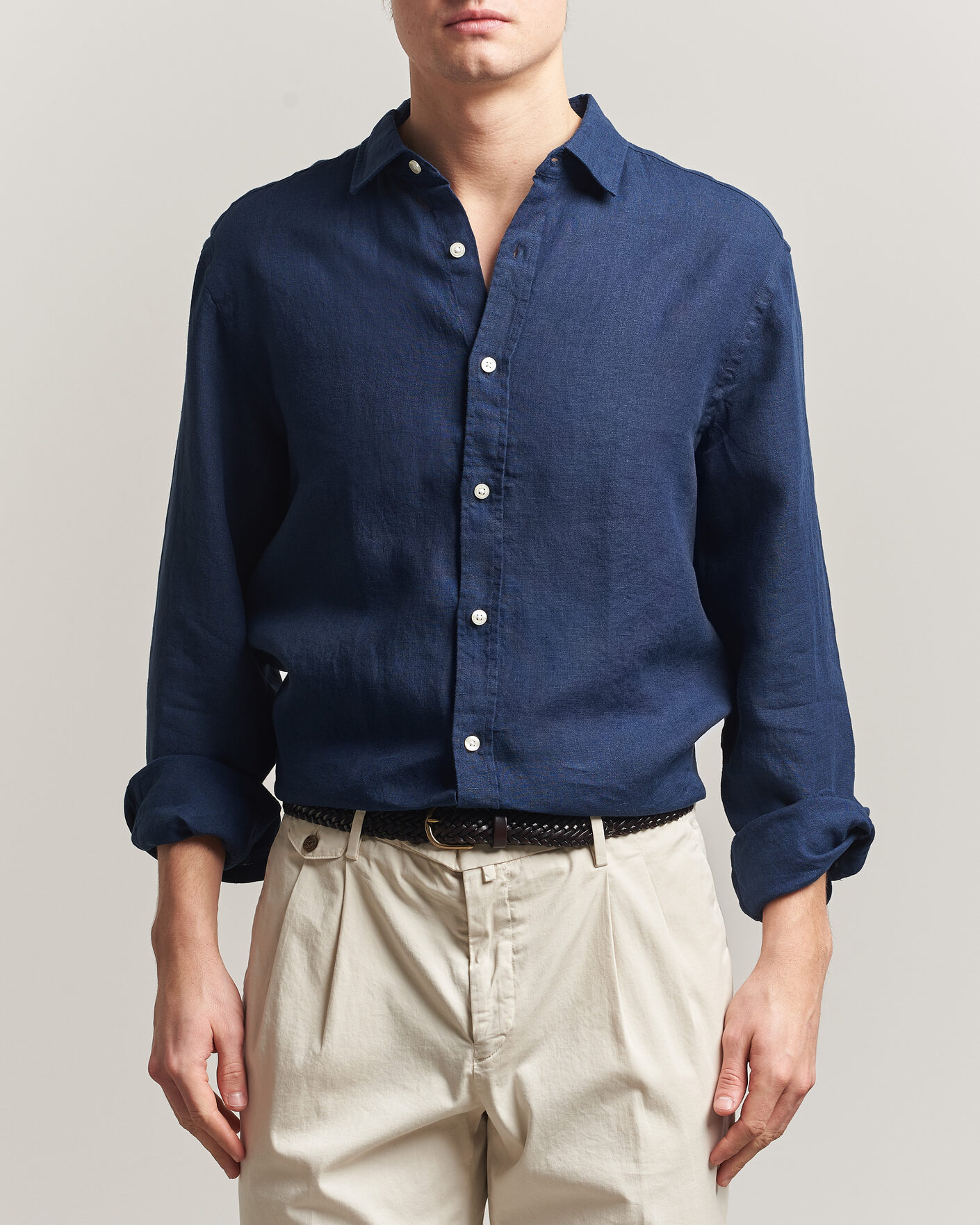 Herren | Hemden | Charles Tyrwhitt | Pure Linen Slim Fit Shirt Navy