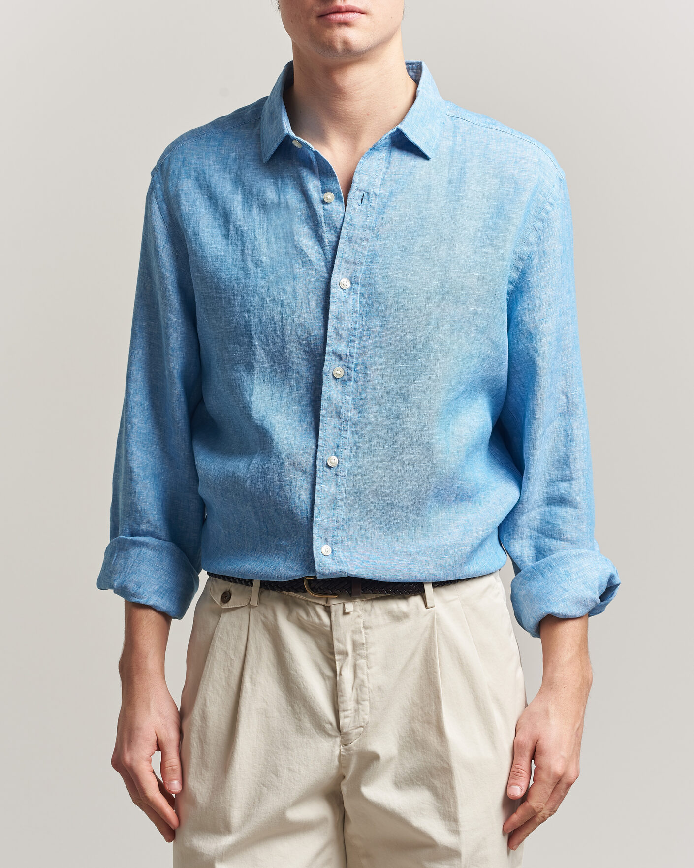 Herren | Hemden | Charles Tyrwhitt | Pure Linen Slim Fit Shirt Ocean Blue