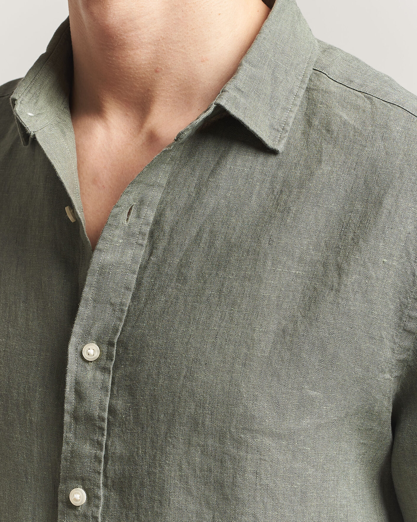 Herren | Hemden | Charles Tyrwhitt | Pure Linen Slim Fit Shirt Olive Green