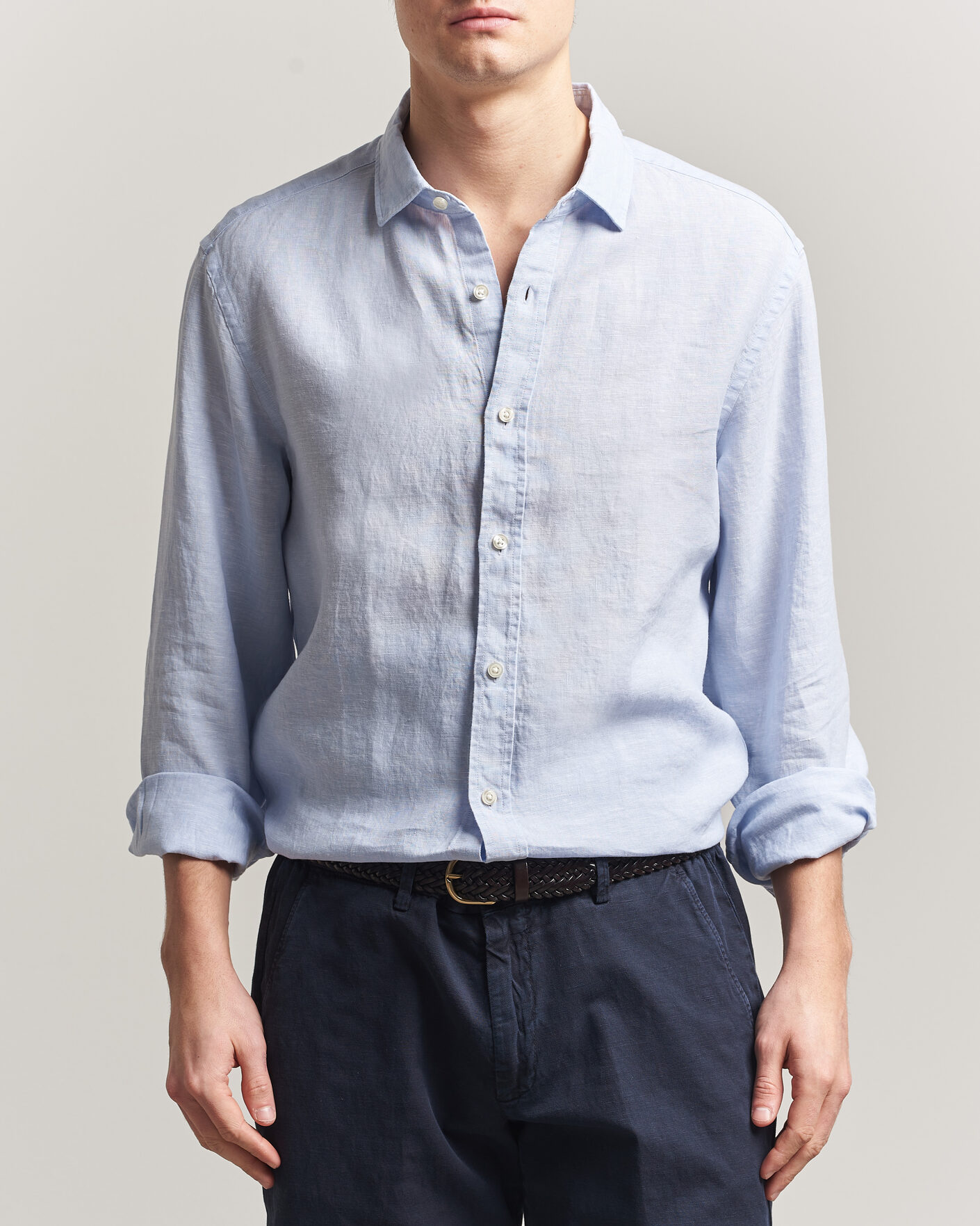 Herren | Hemden | Charles Tyrwhitt | Pure Linen Slim Fit Shirt Sky Blue
