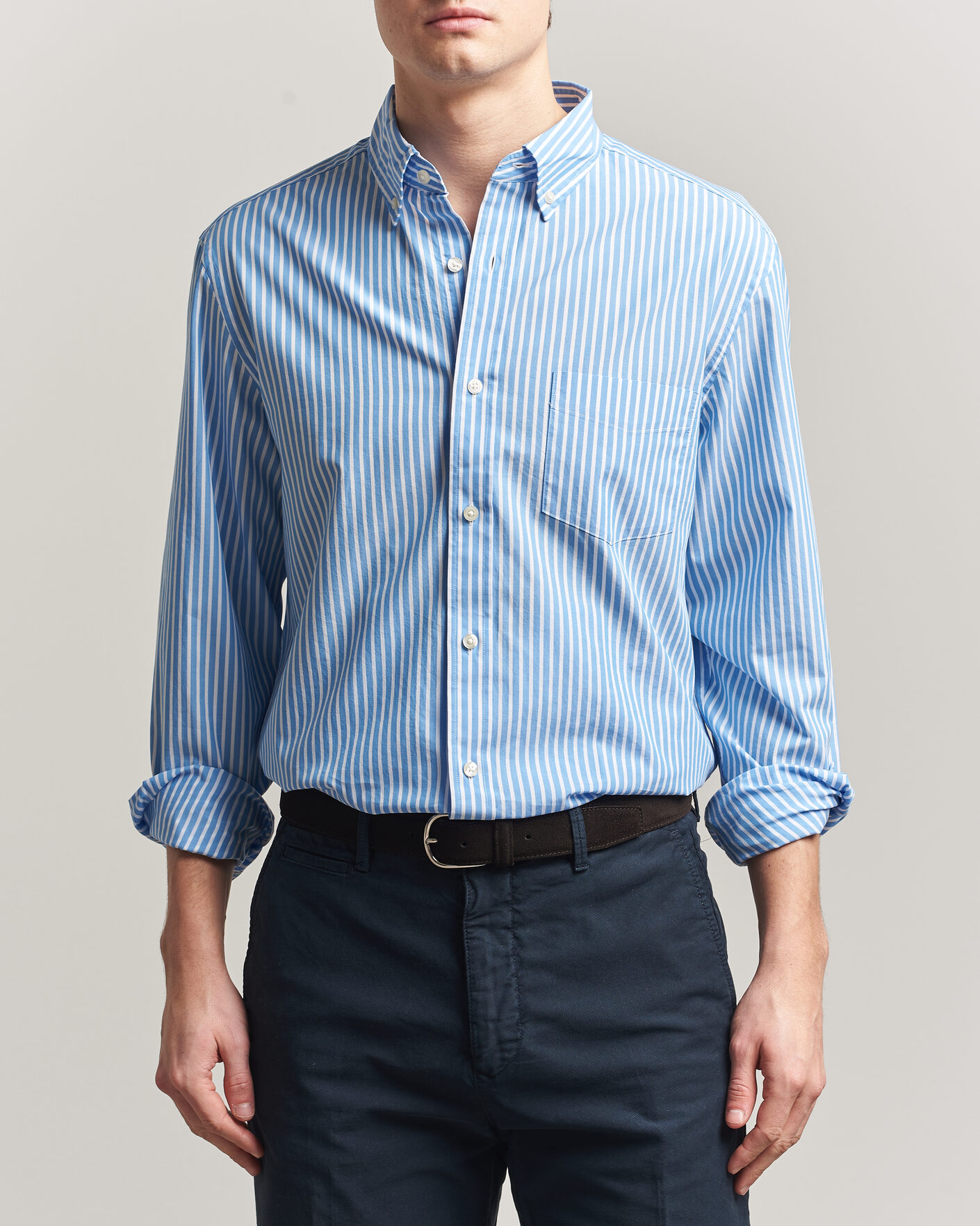 Herren | Hemden | Charles Tyrwhitt | Button Down Stretch Poplin Shirt Ocean Blue