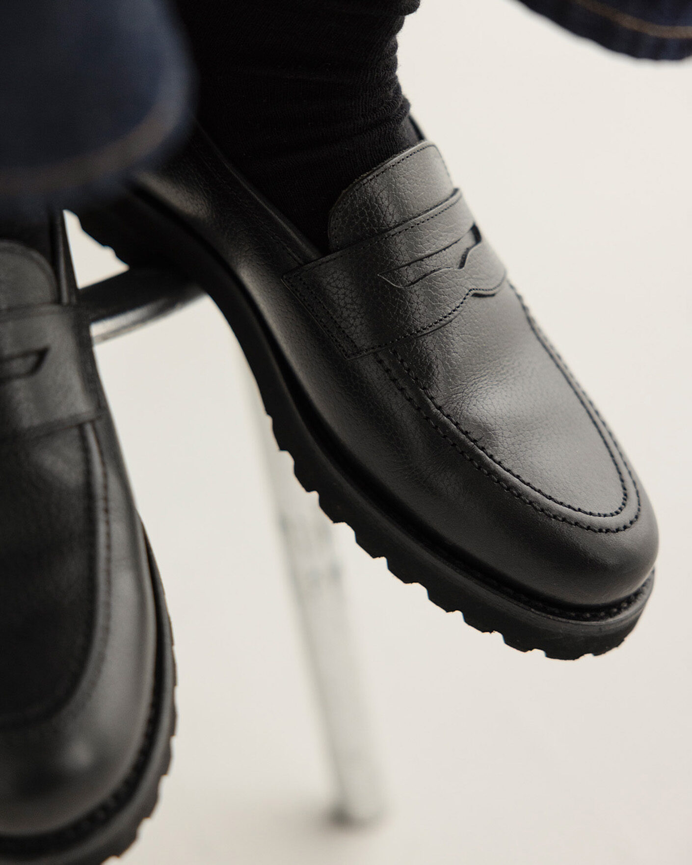 Herren | Loafer | Myrqvist for Care of Carl | Myrqvist Stenhammar II Vibram Loafer Black Grained Calf