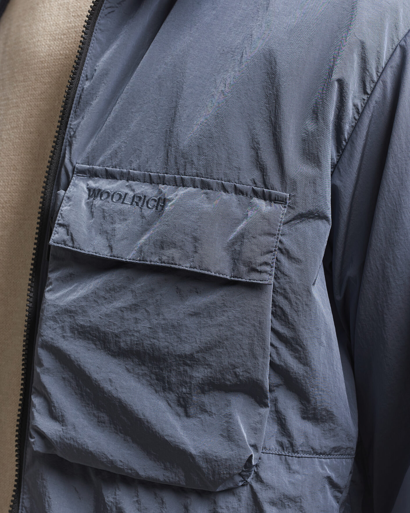 Herren | Jacken | Woolrich | Shiny Nylon Hooded Jacket Grisaille