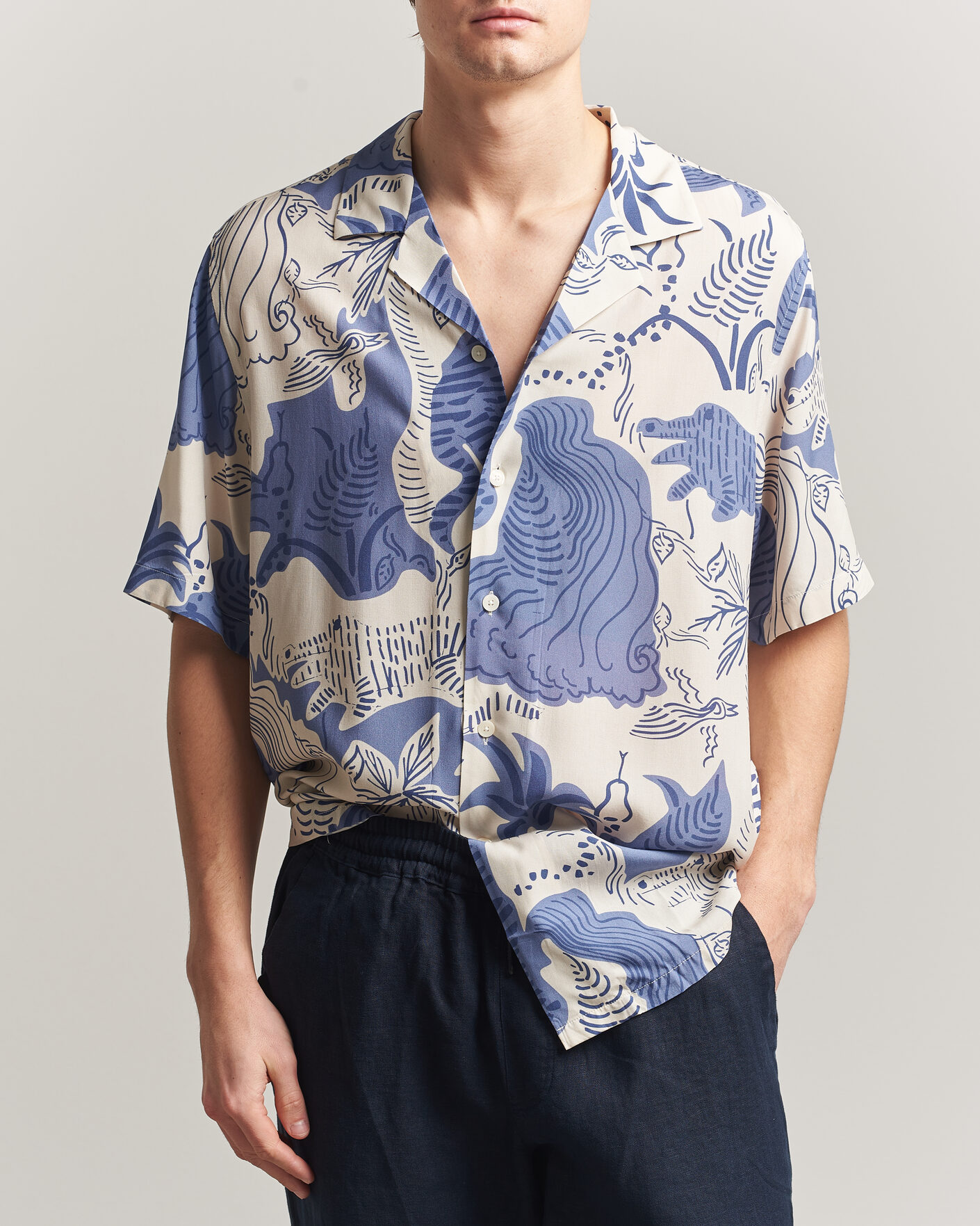 Herren | Hemden | OAS | Rocco Viscose Short Sleeve Shirt Mystea