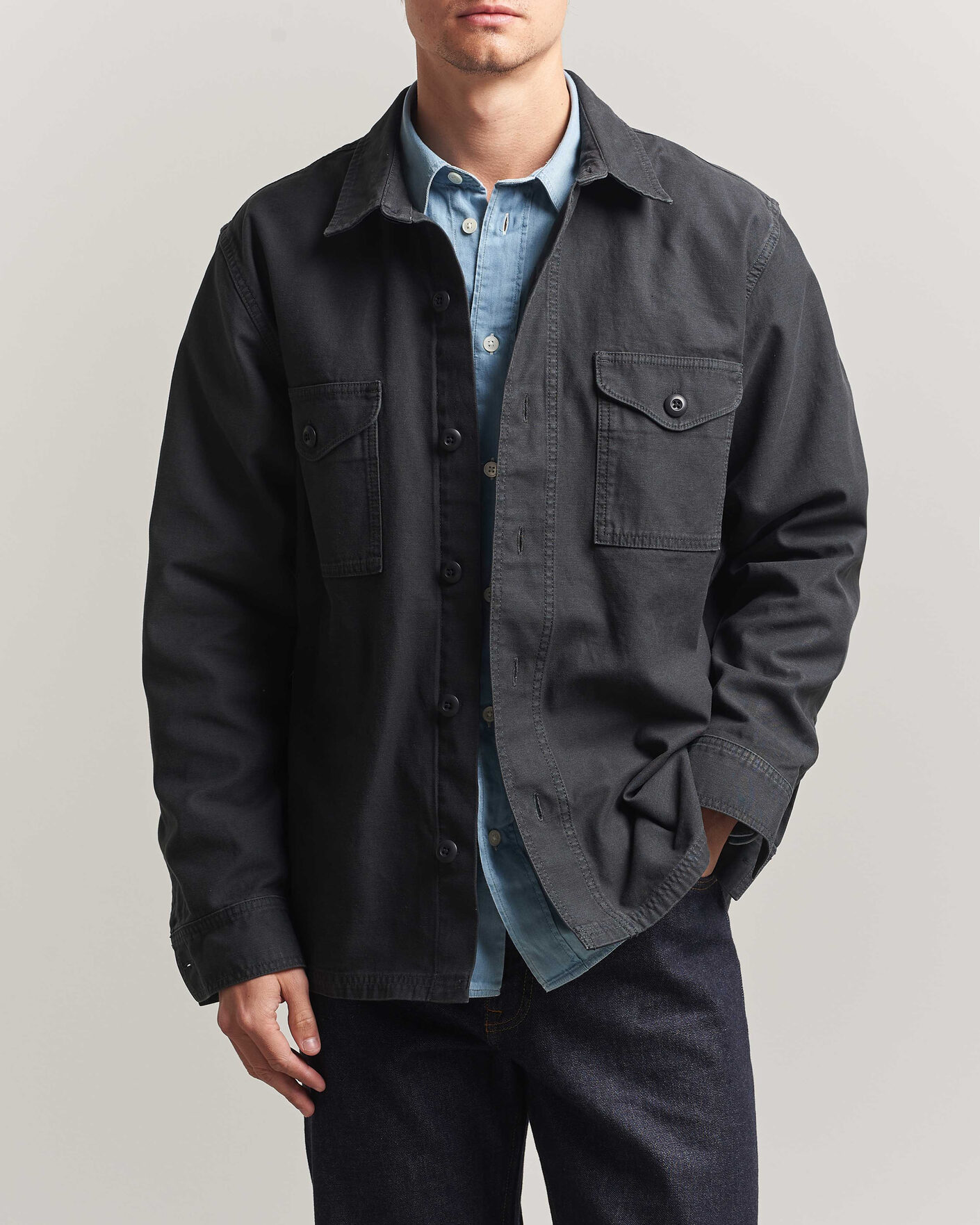 Herren | Hemden | Filson | Reverse Sateen Jac-Shirt Washed Black