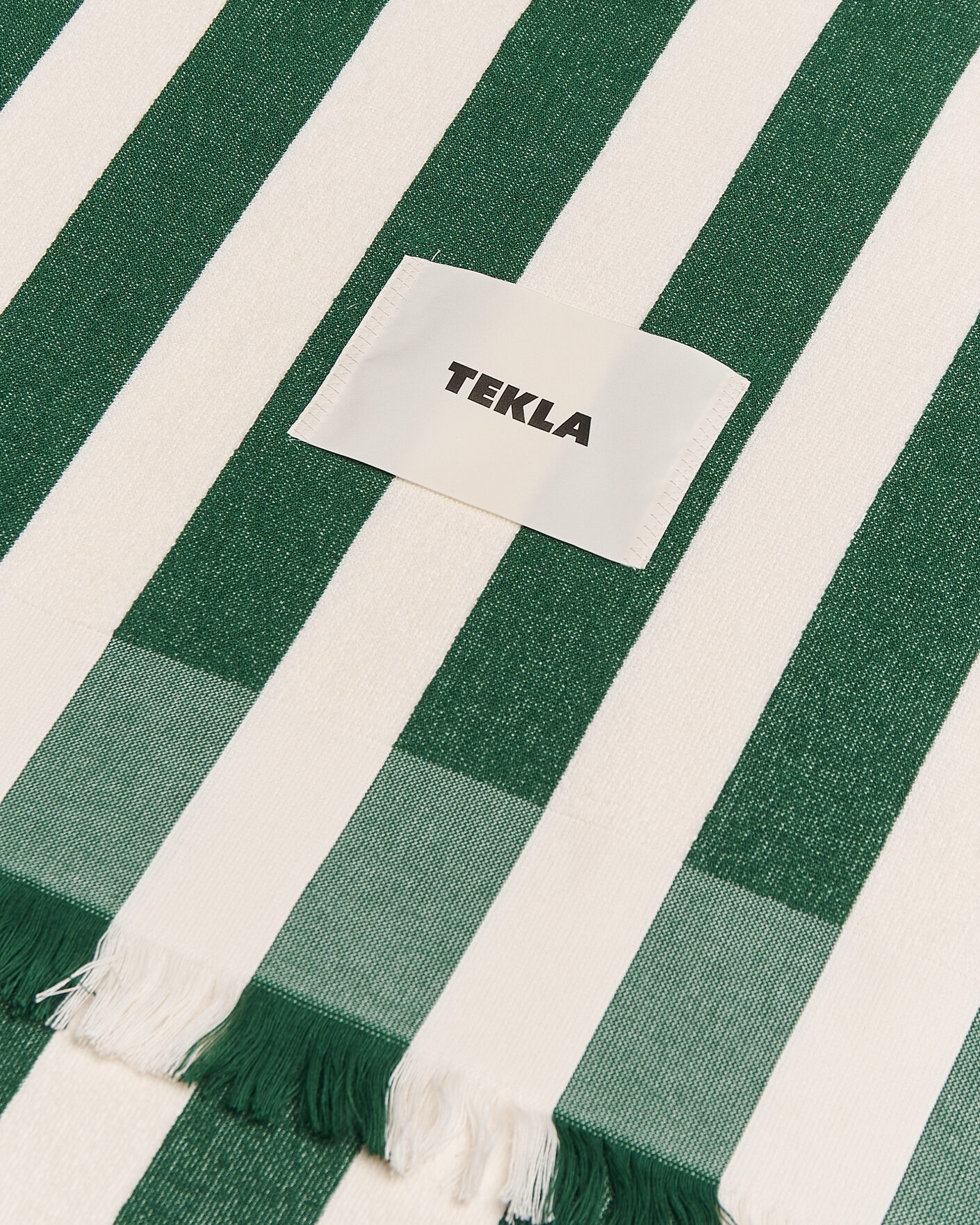 Herren | Tekla Organic Terry Beach Towel Green Deck Stripes | Tekla | Organic Terry Beach Towel Green Deck Stripes