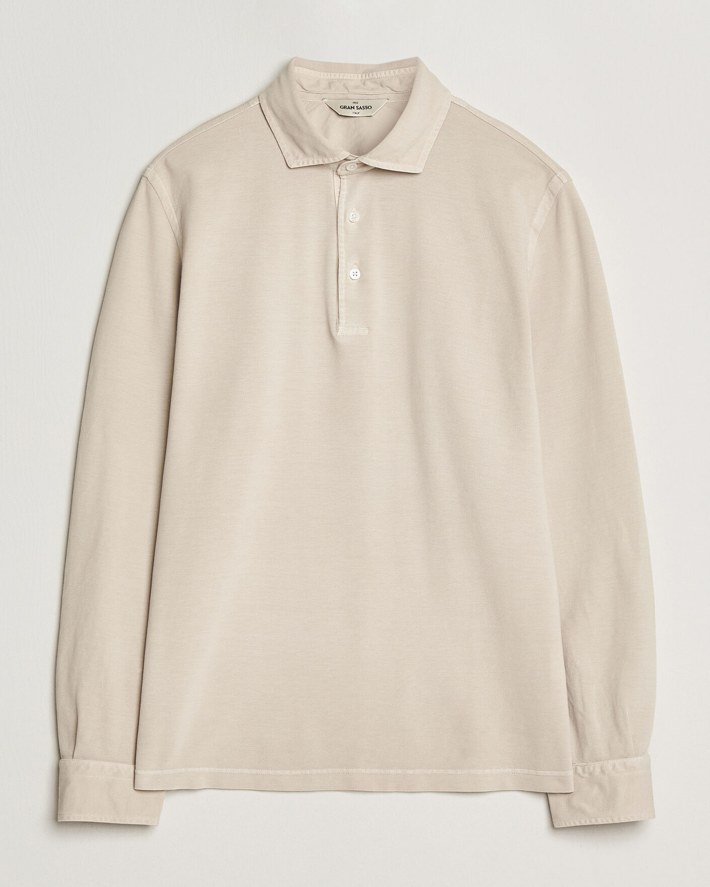 Herren | Poloshirts | Gran Sasso | Washed Long Sleeve Polo Beige Melange