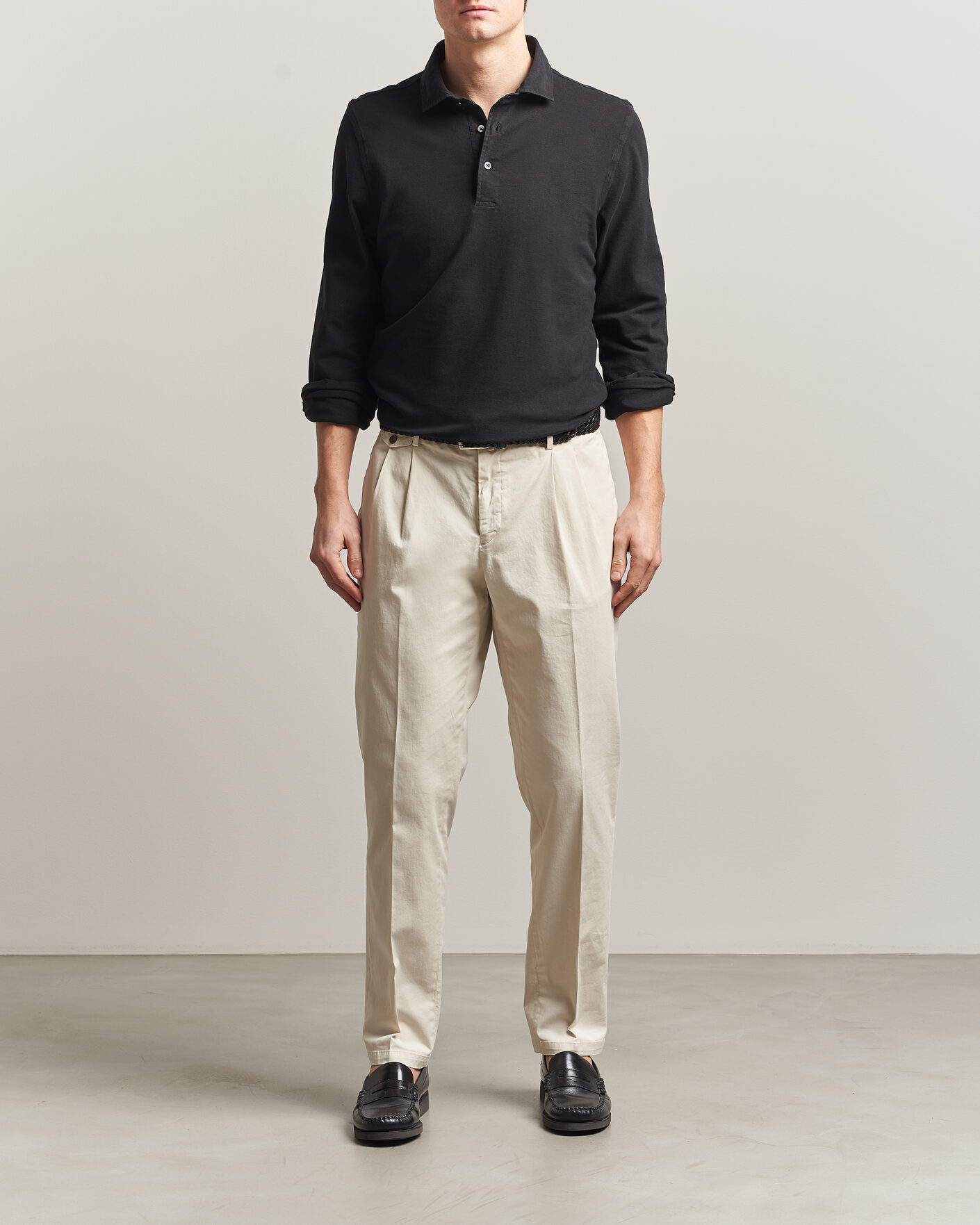 Herren | Poloshirts | Gran Sasso | Washed Long Sleeve Polo Black