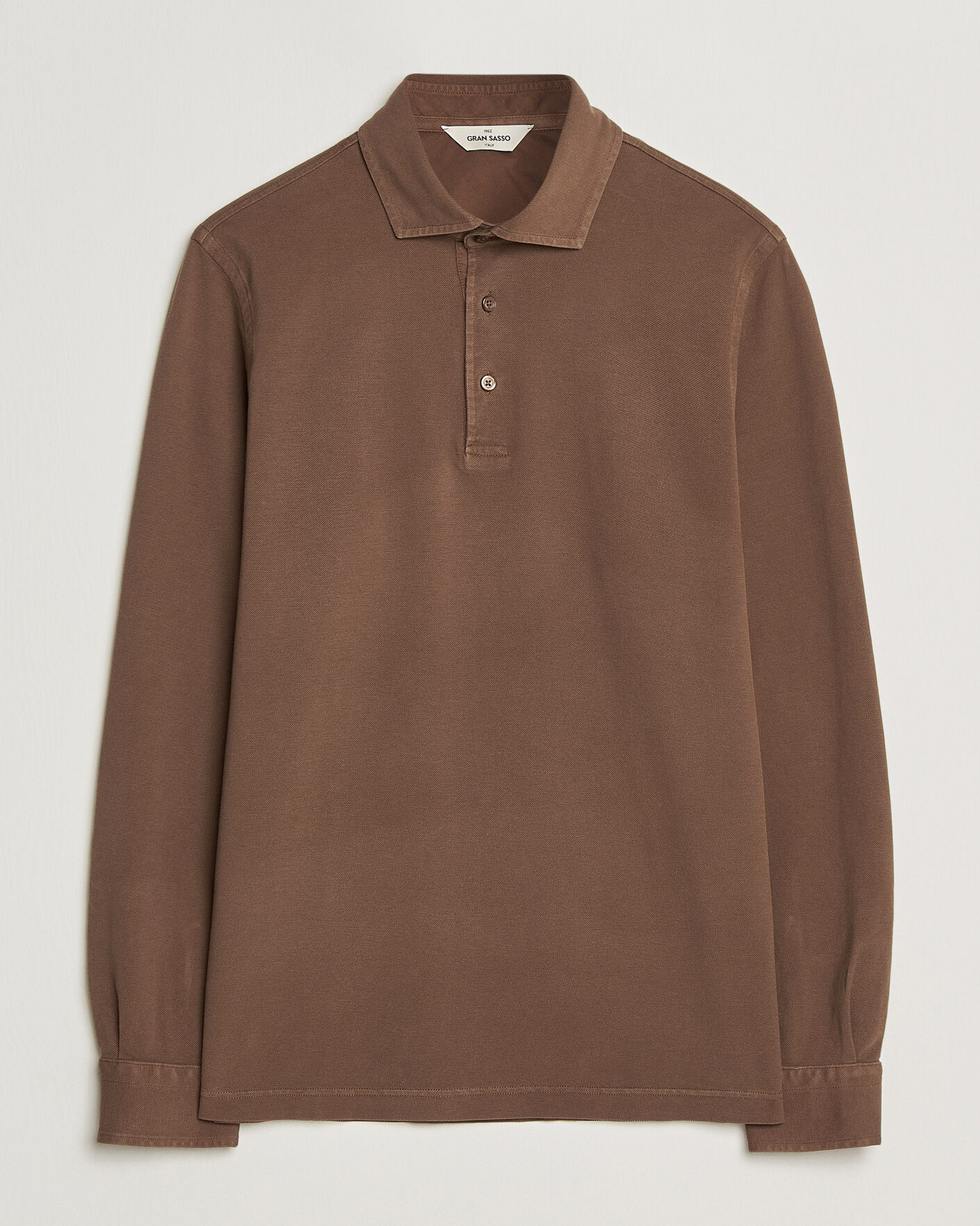 Herren | Poloshirts | Gran Sasso | Washed Long Sleeve Polo Brown