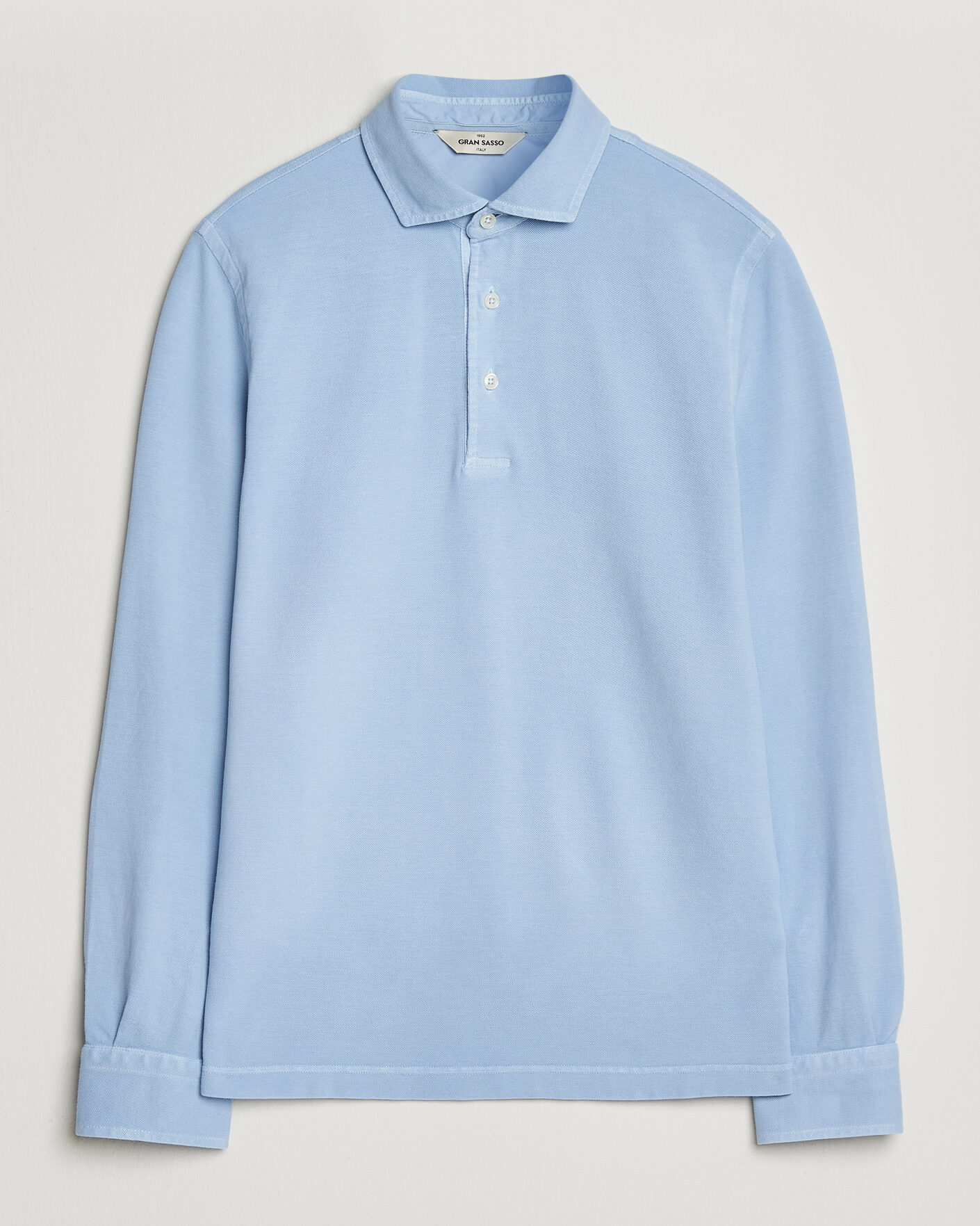 Herren | Poloshirts | Gran Sasso | Washed Long Sleeve Polo Light Blue