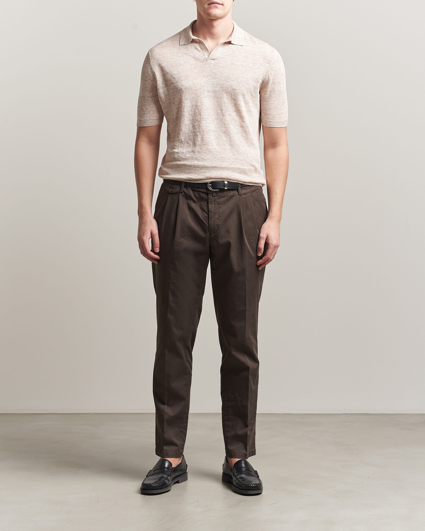 Herren | Poloshirts | Gran Sasso | Washed Knitted Linen Polo Beige Melange