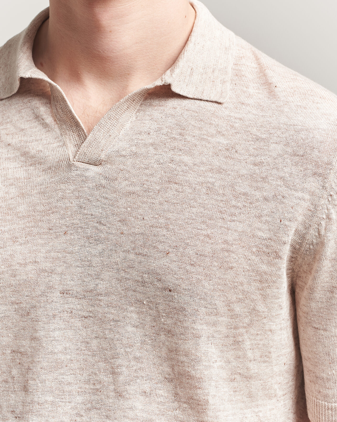 Herren | Poloshirts | Gran Sasso | Washed Knitted Linen Polo Beige Melange
