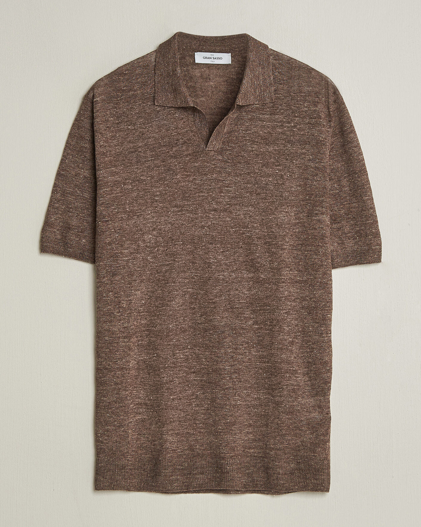 Herren | Poloshirts | Gran Sasso | Washed Knitted Linen Polo Brown Melange
